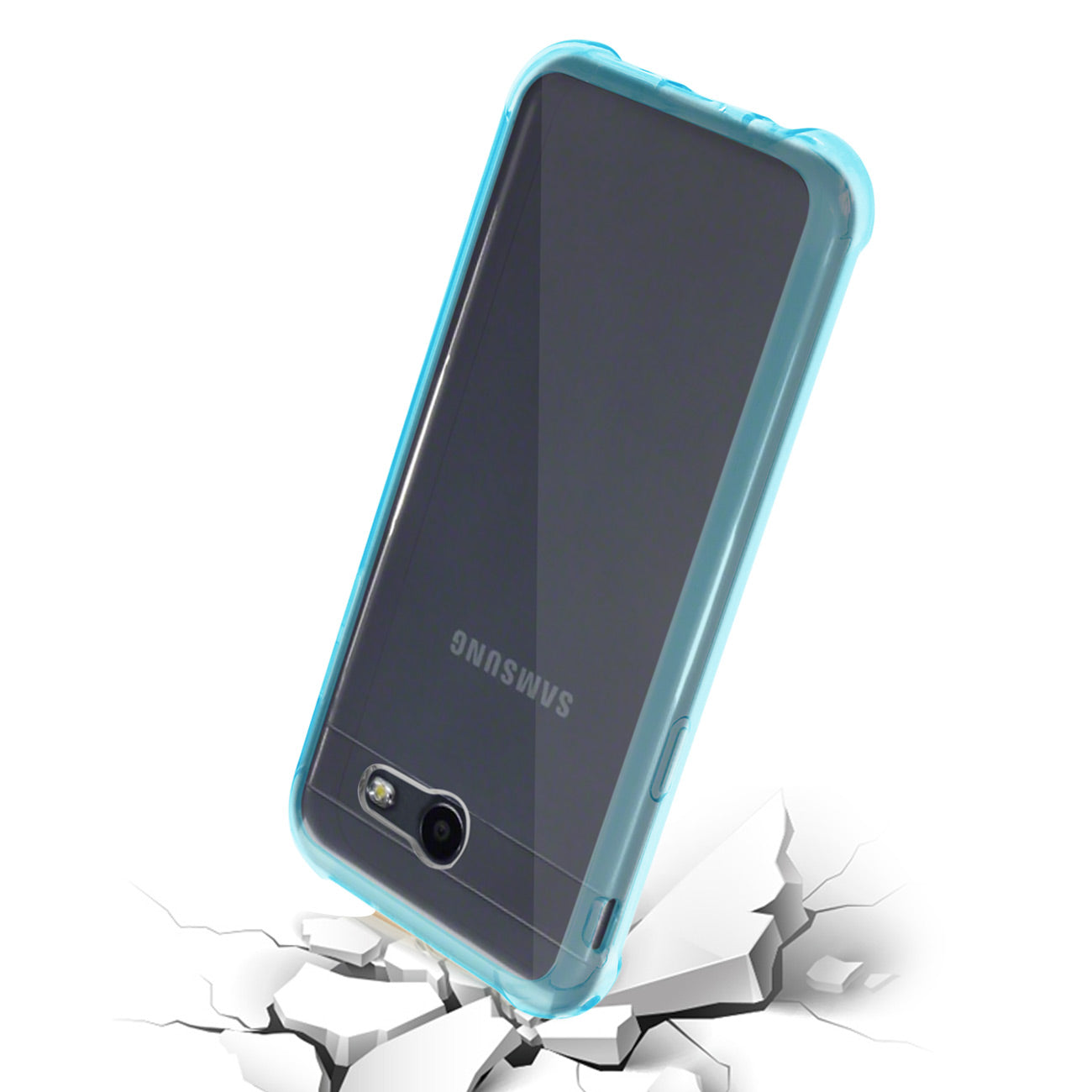 Case Clear Bumper Air Cushion Shock Absorption Samsung Galaxy J3 Emerge Clear Navy Color