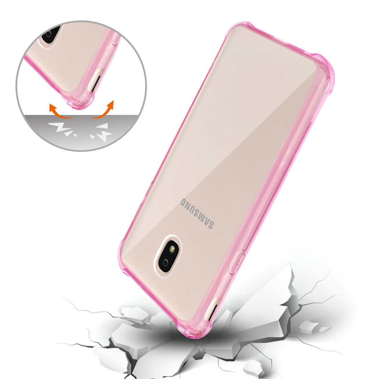 Case Bumper Air Cushion Protection Samsung J7(2018) Clear Hot Pink Color