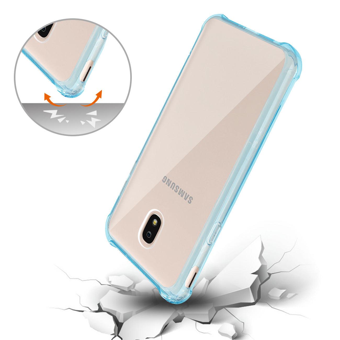 Case Bumper Air Cushion Protection Samsung J7(2018) Clear Navy Color