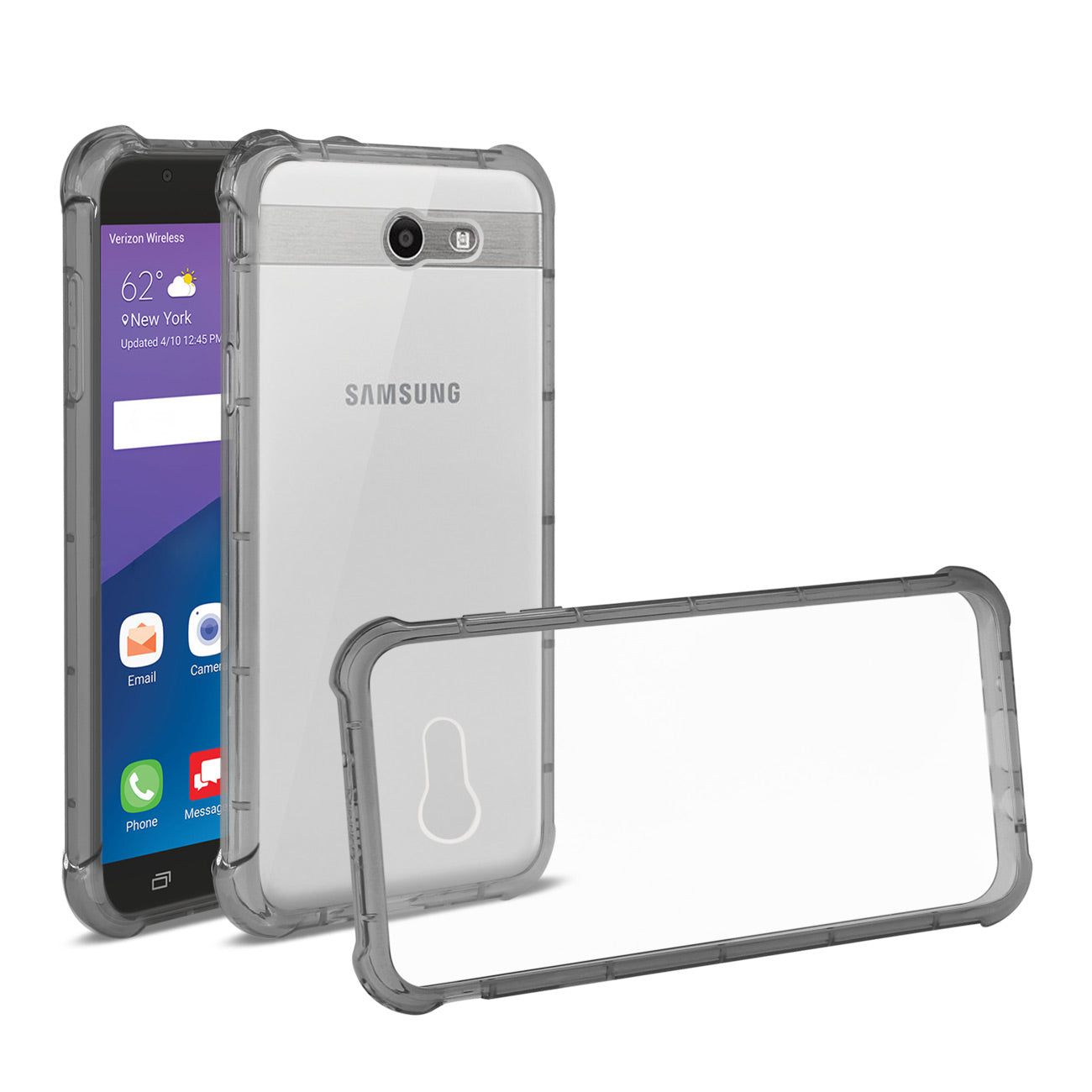 Case Bumper Air Cushion Protection Samsung Galaxy J7 V (2017) Clear Black Color