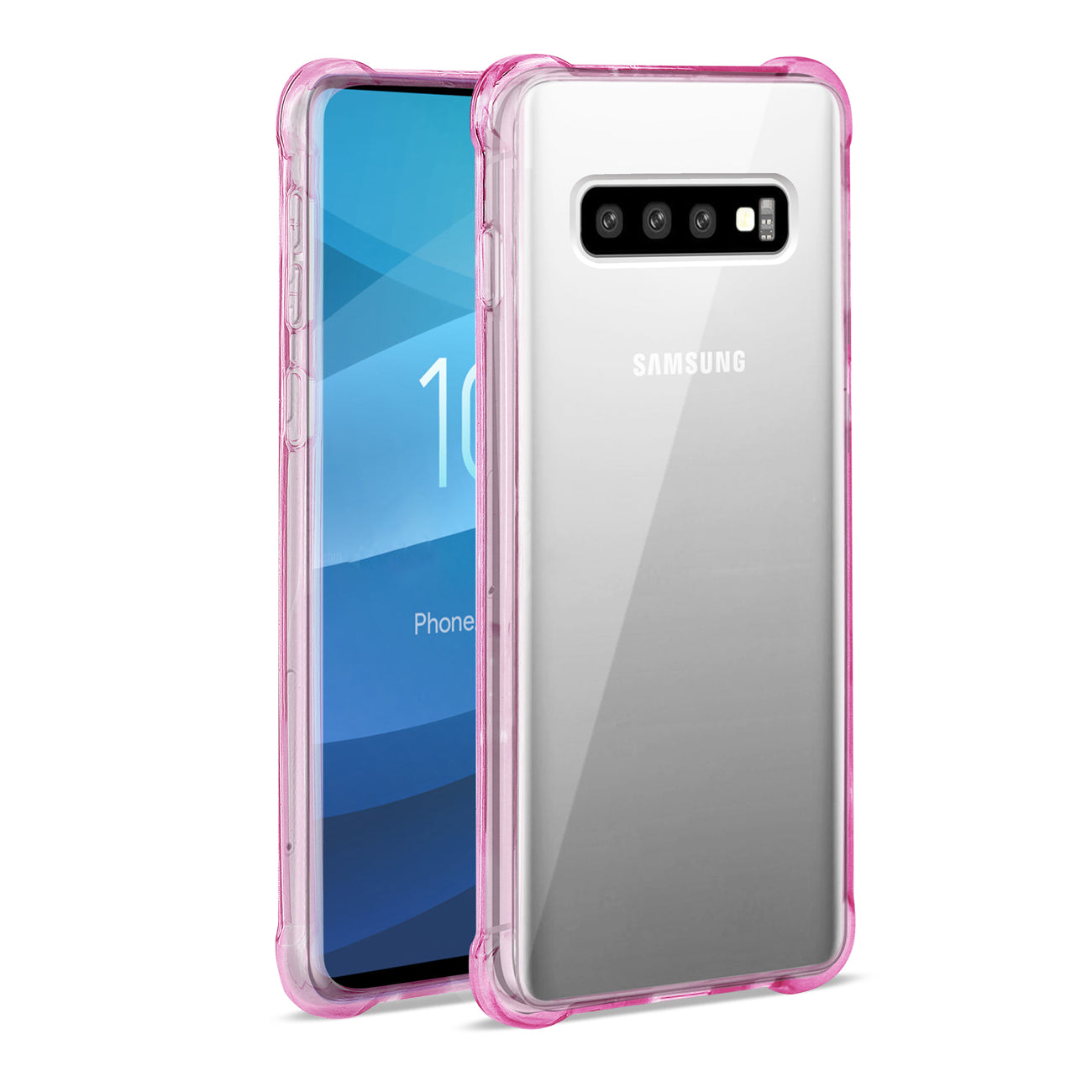 SAMSUNG GALAXY S10 Plus Clear Bumper Case With Air Cushion Protection In Clear Hot Pink