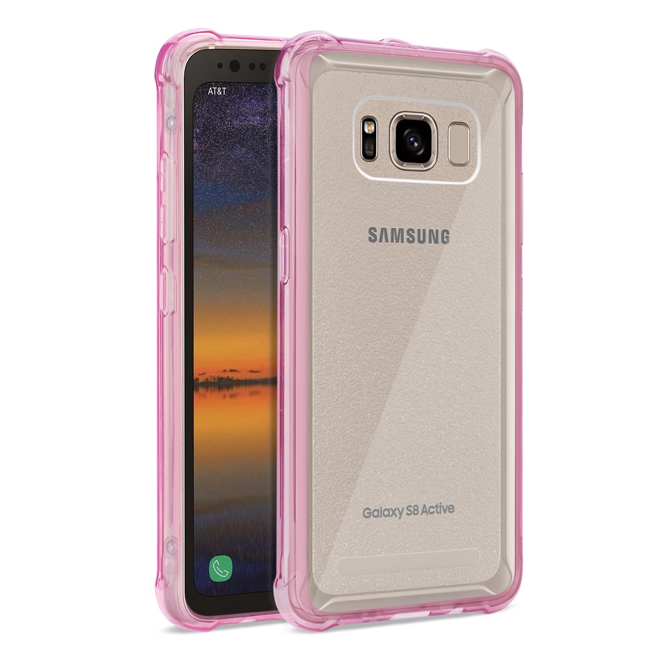 Case Bumper Air Cushion Protection Samsung Galaxy S8 Active Clear Hot Pink Color