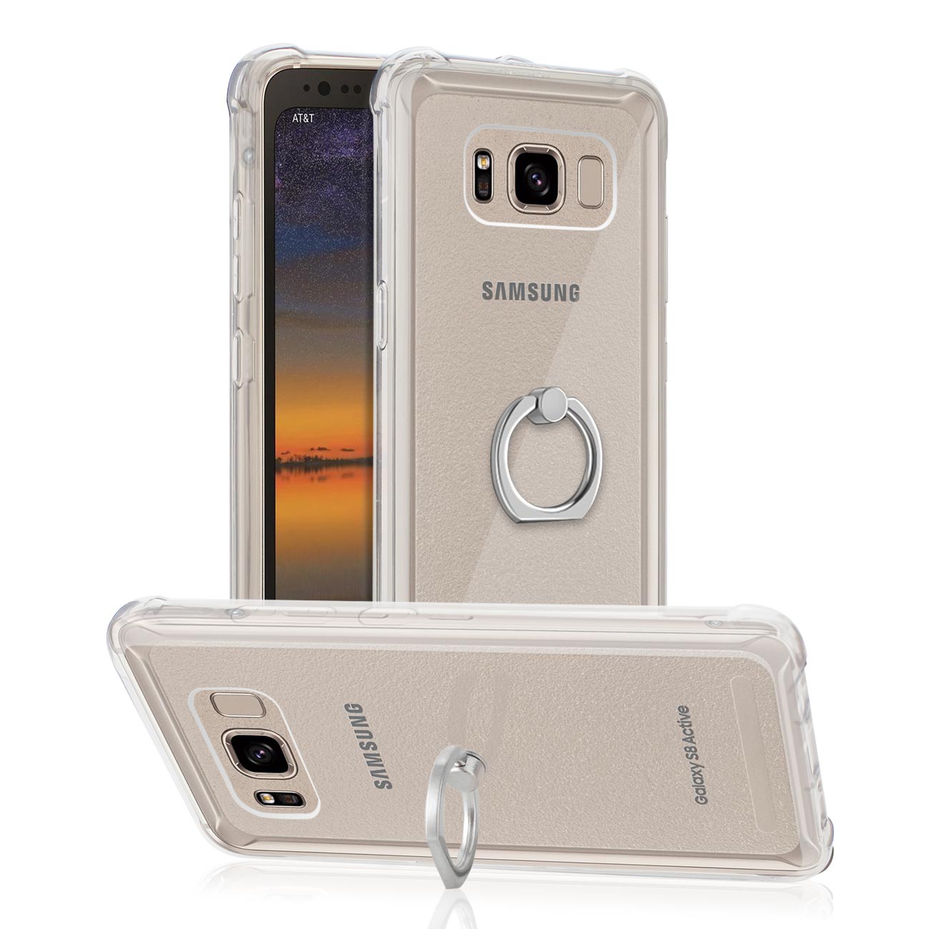 Case Bumper Air Cushion Protector Ring Holder Samsung Galaxy S8 Active Clear