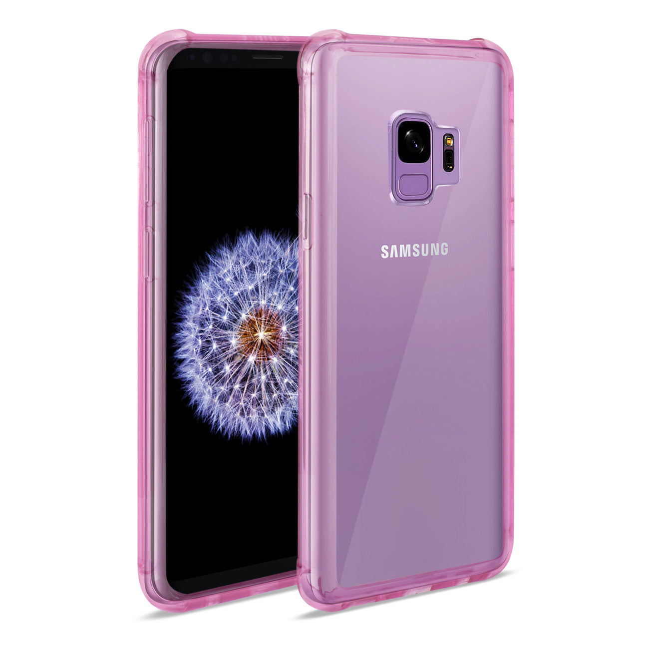 Case Bumper Clear With Air Cushion Protection Samsung Galaxy S9 Clear Hot Pink Color