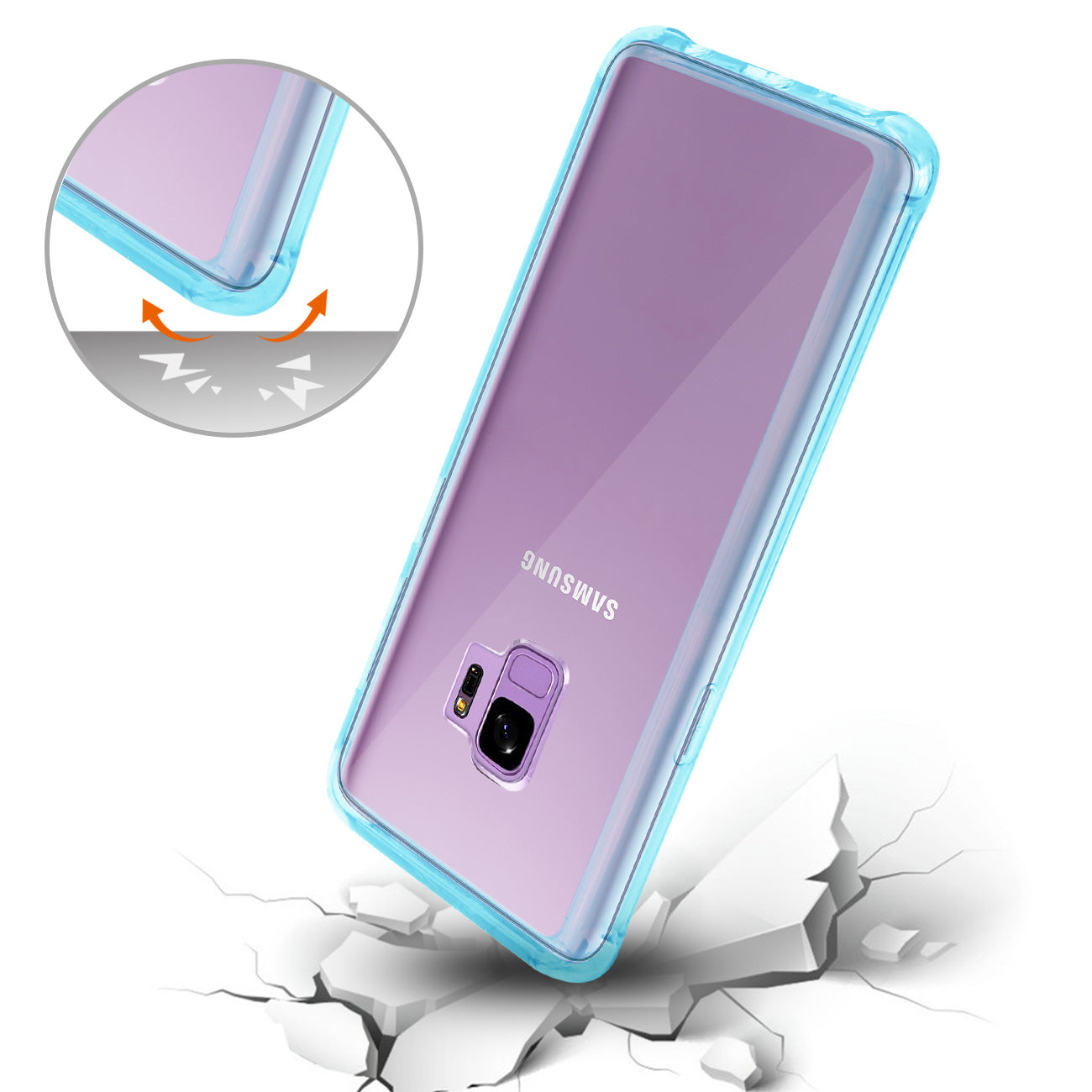Case Bumper Clear With Air Cushion Protection Samsung Galaxy S9 Clear Navy Color