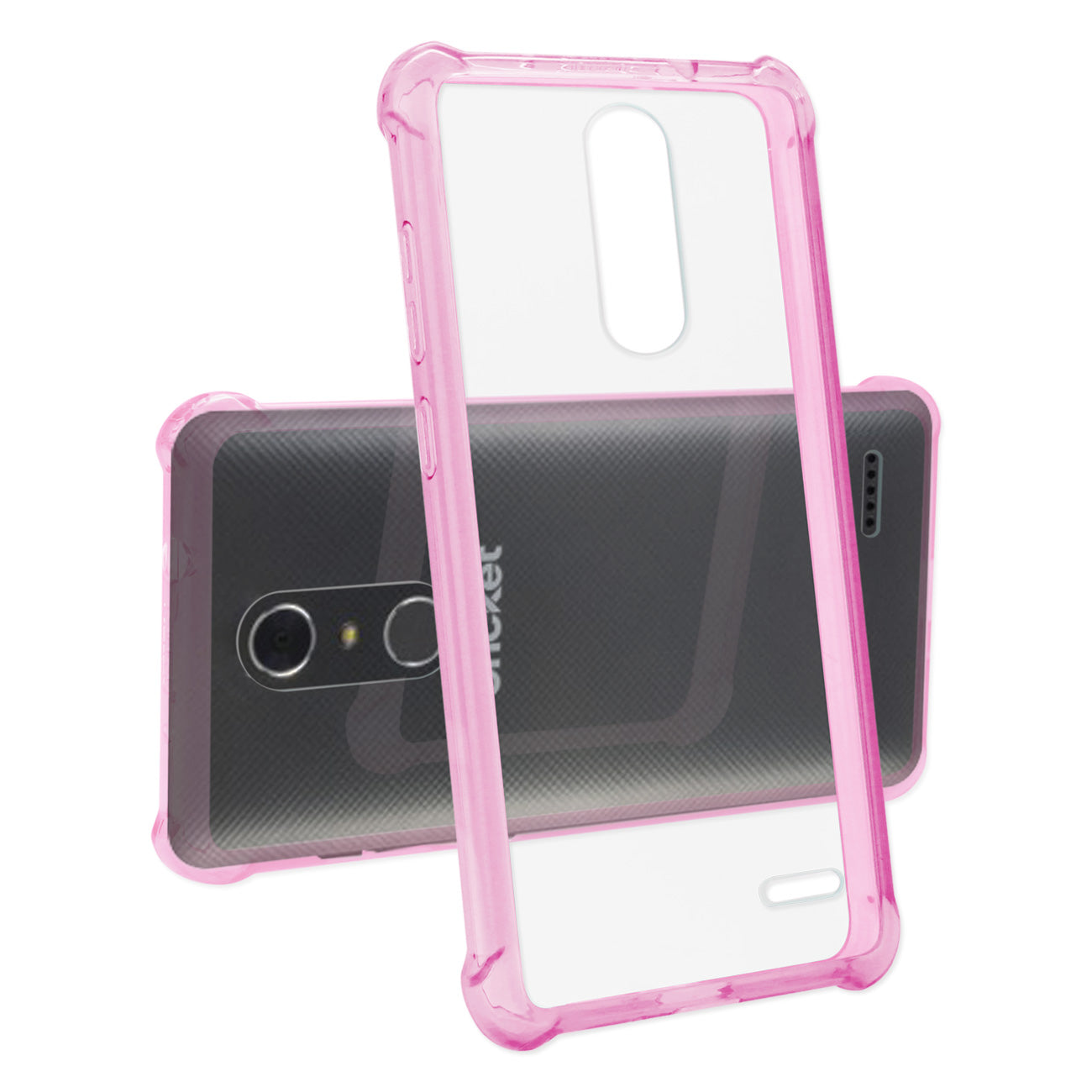 Zte Grand X4 Clear Bumper Case With Air Cushion Protection In Clear Hot Pink