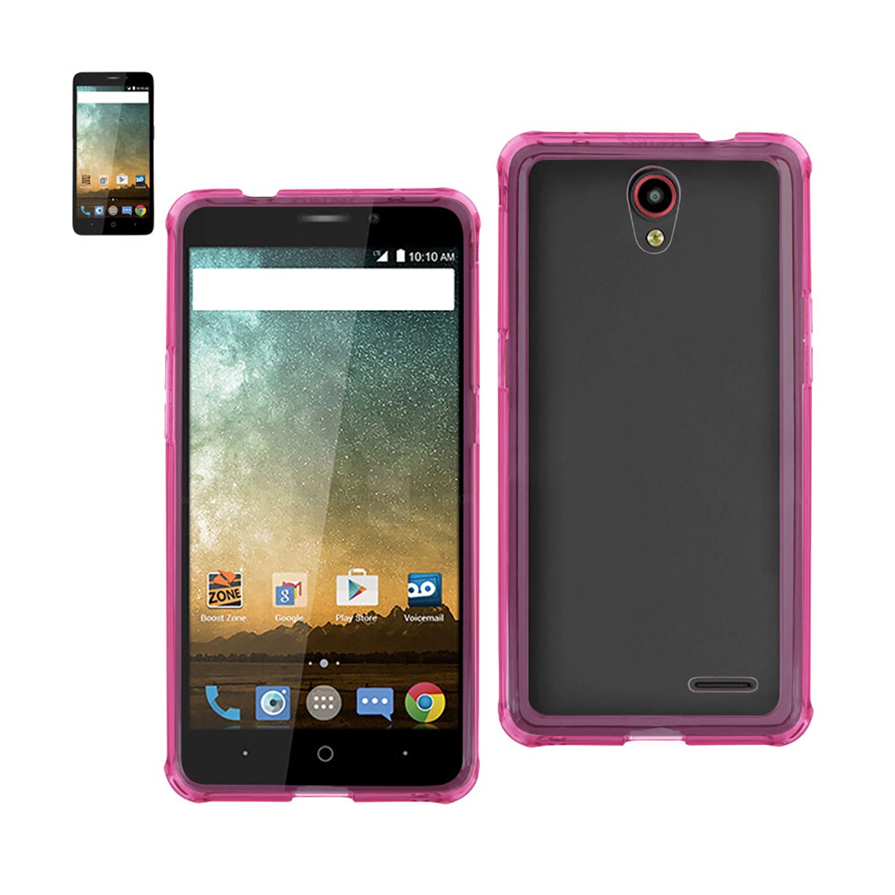 Case Clear Bumper Air Cushion Protection ZTE Prestige Clear Hot Pink Color
