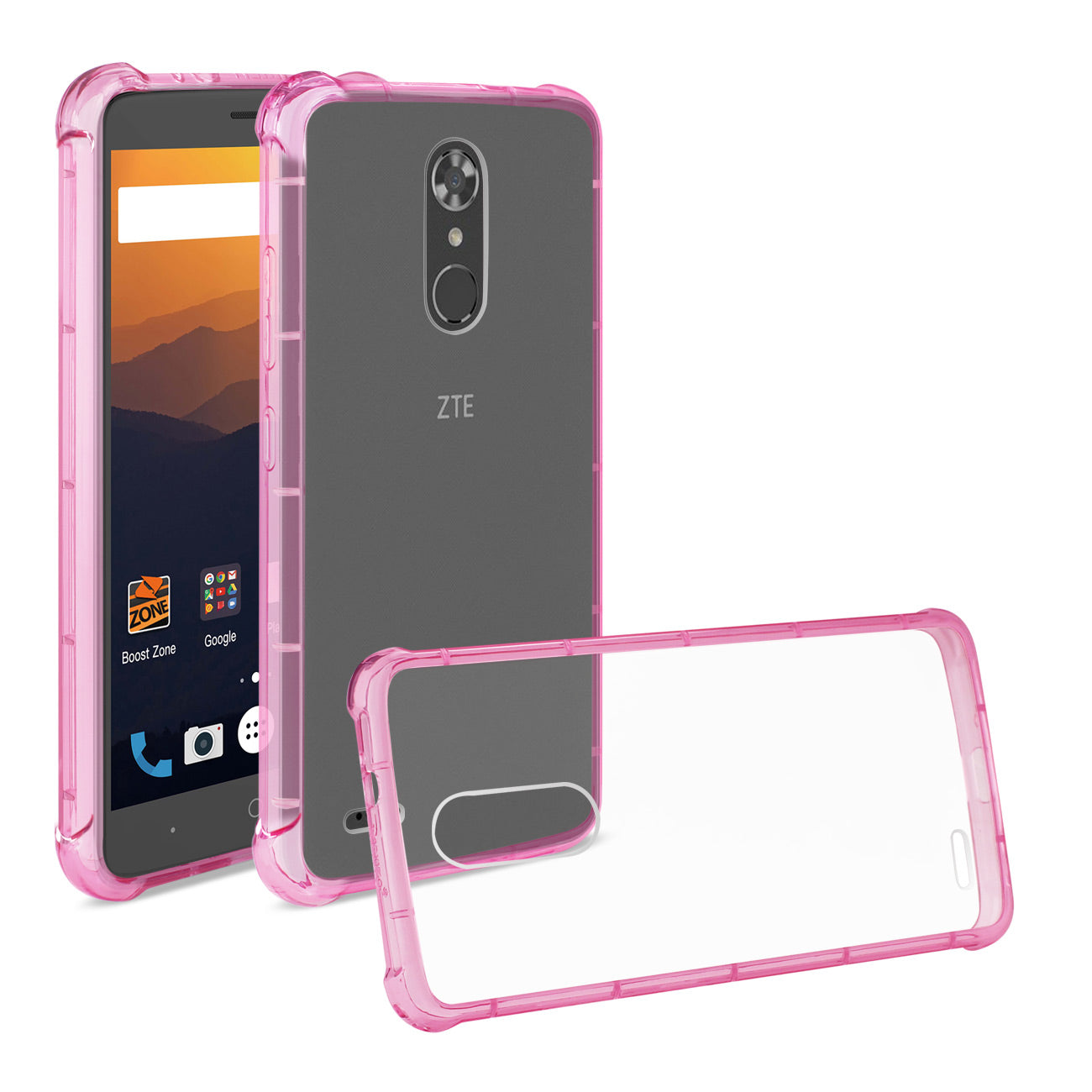 Case Clear Bumper Air Cushion Protection ZTE Max Xl/ N9560 Clear Hot Pink Color
