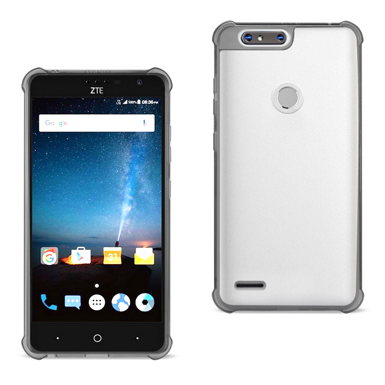 Zte Â Sequoia Clear Bumper Case With Air Cushion Protection In Clear Black