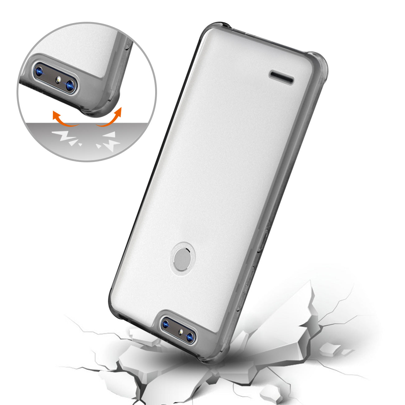 Zte Â Sequoia Clear Bumper Case With Air Cushion Protection In Clear Black