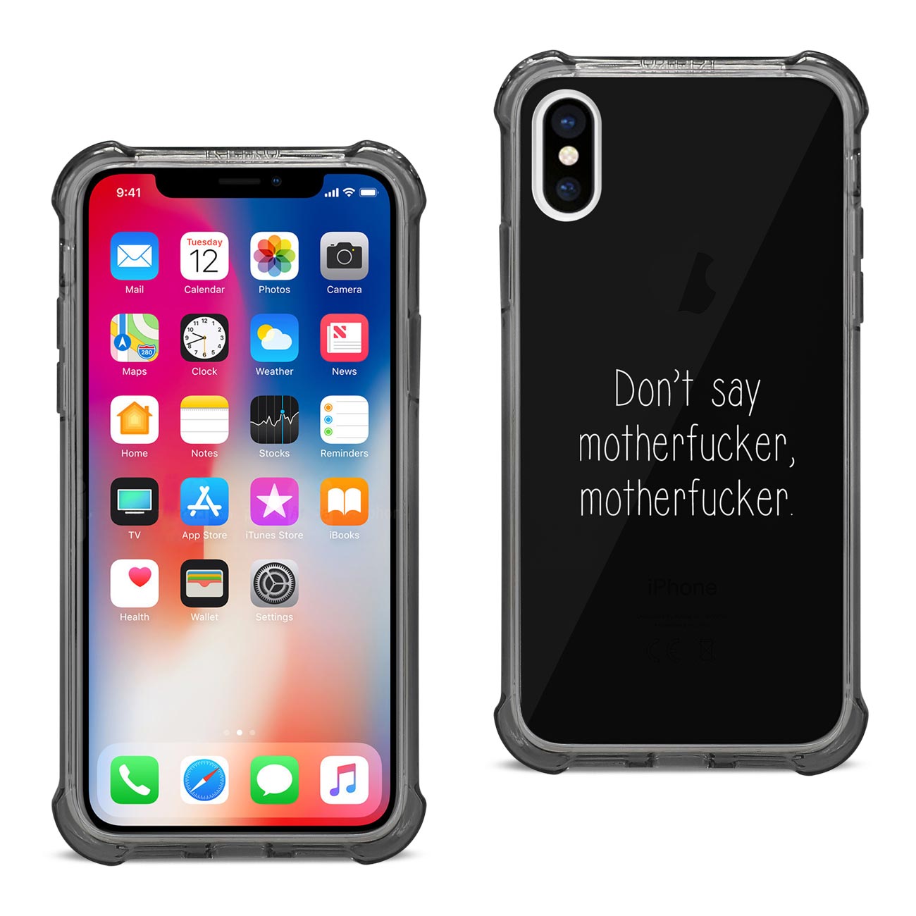 iPhone X/iPhone XS Funny Quote Design Air Cushion Case In Black