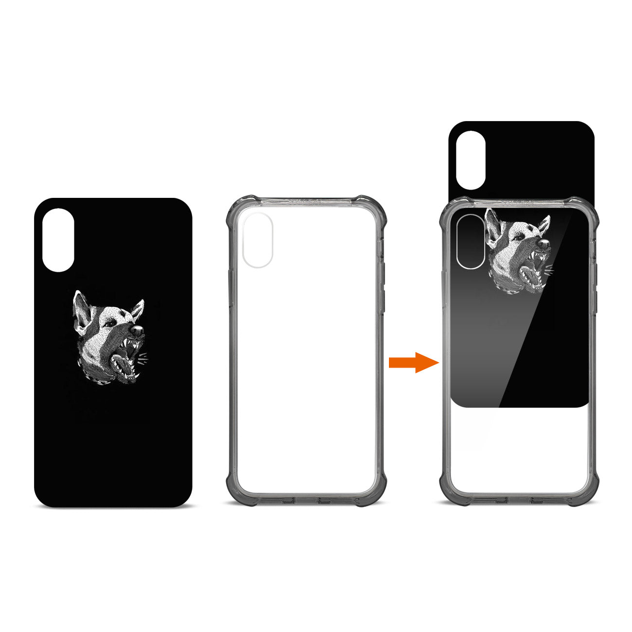 iPhone X/iPhone XS Roaring Wolf Design Air Cushion Case In Black