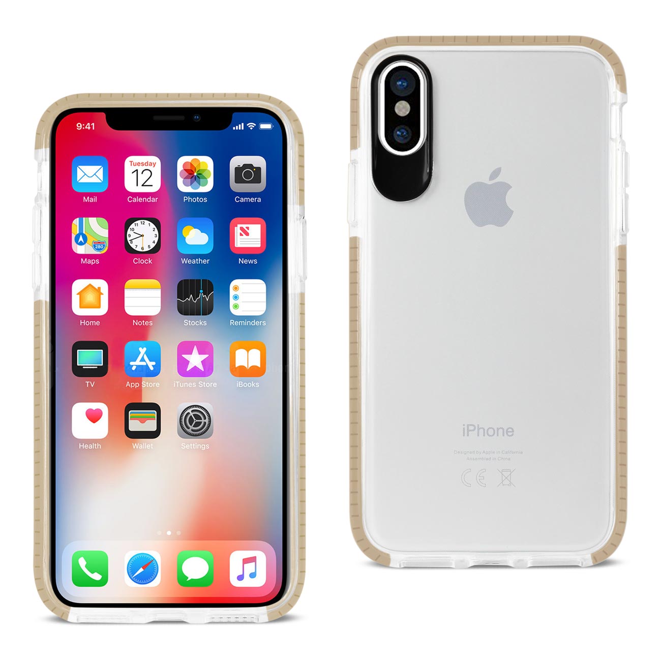 Case TPU Soft Transparent iPhone X/ iPhone XS Clear Gold Color