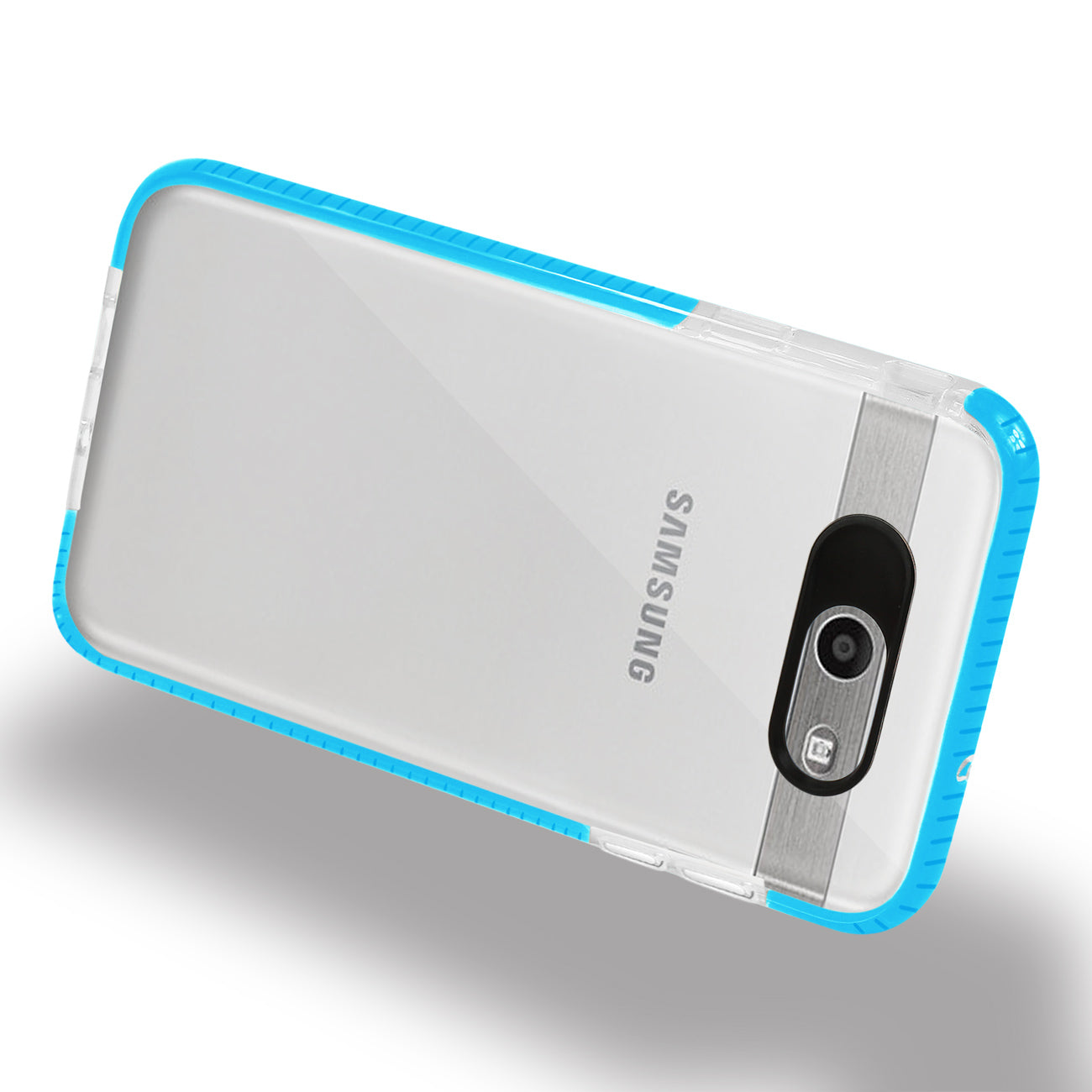 Samsung Galaxy J7 V (2017) Soft Transparent TPU Case In Clear Blue