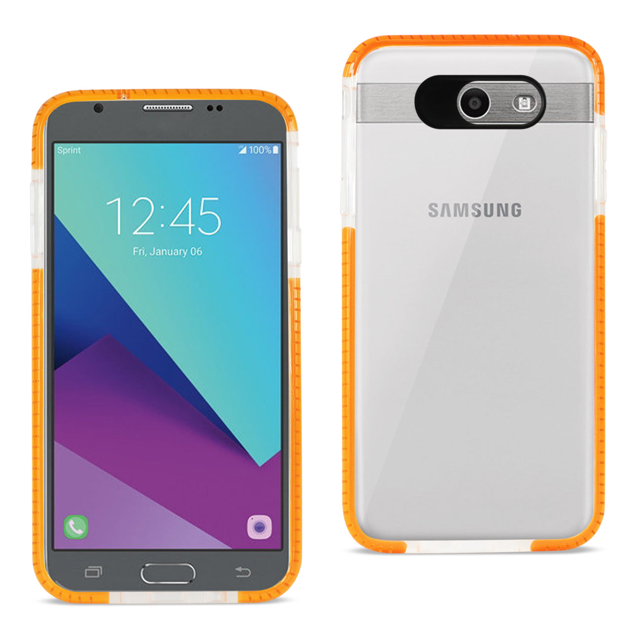 Samsung Galaxy J7 V (2017) Soft Transparent TPU Case In Clear Orange