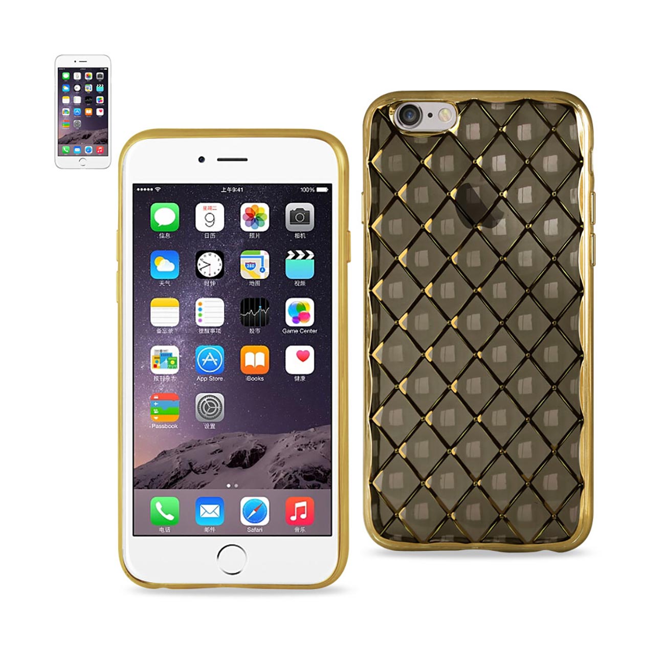 iPhone 6S Plus Flexible 3D Rhombus Pattern TPU Case With Shiny Frame In Black
