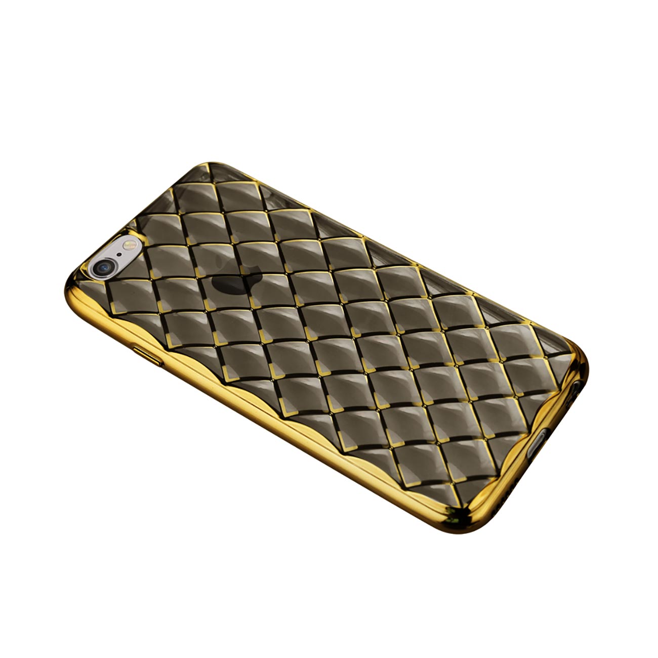 iPhone 6S Plus Flexible 3D Rhombus Pattern TPU Case With Shiny Frame In Black