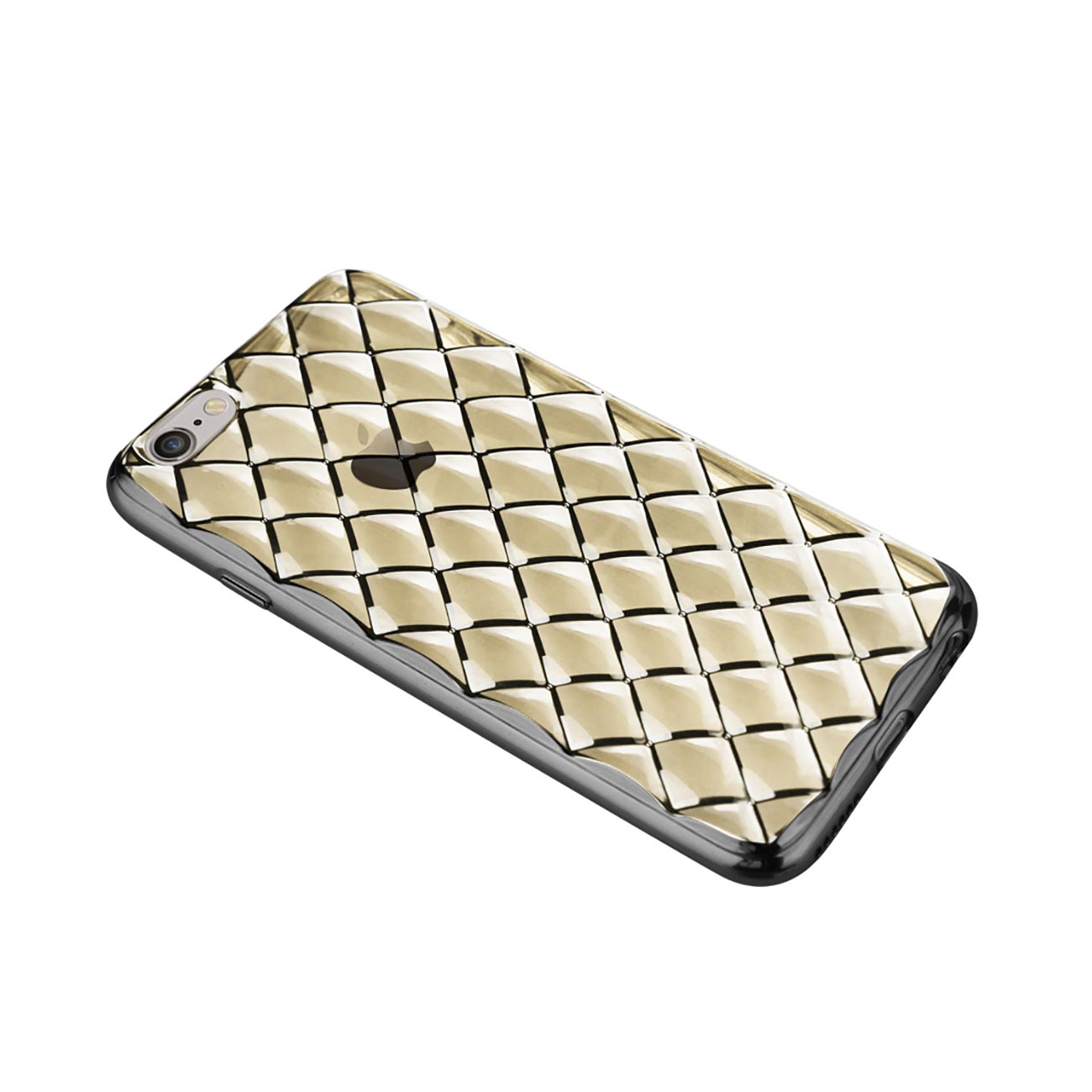 iPhone 6S Plus Flexible 3D Rhombus Pattern TPU Case With Shiny Frame In Clear