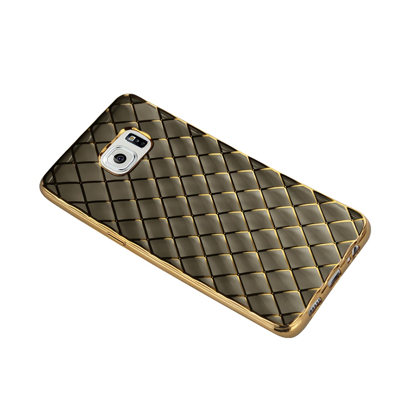 Samsung Galaxy S6 Edge Plus Flexible 3D Rhombus Pattern TPU Case With Shiny Frame In Black