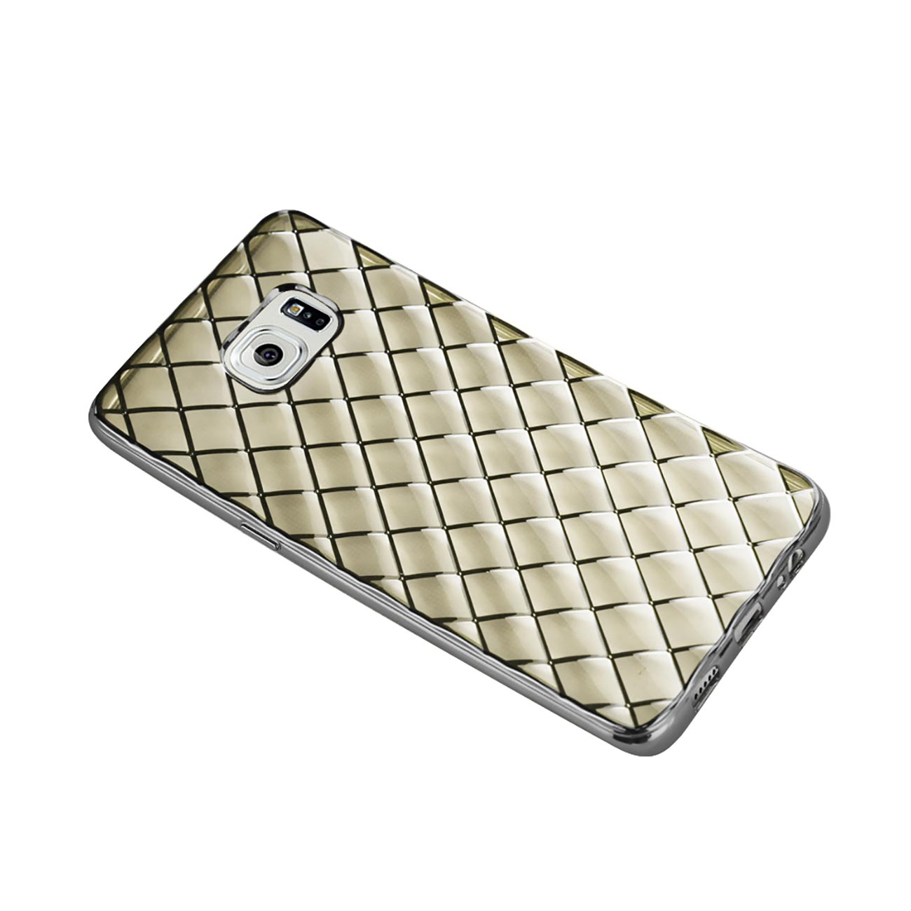 Samsung Galaxy S6 Edge Plus Flexible 3D Rhombus Pattern TPU Case With Shiny Frame In Clear