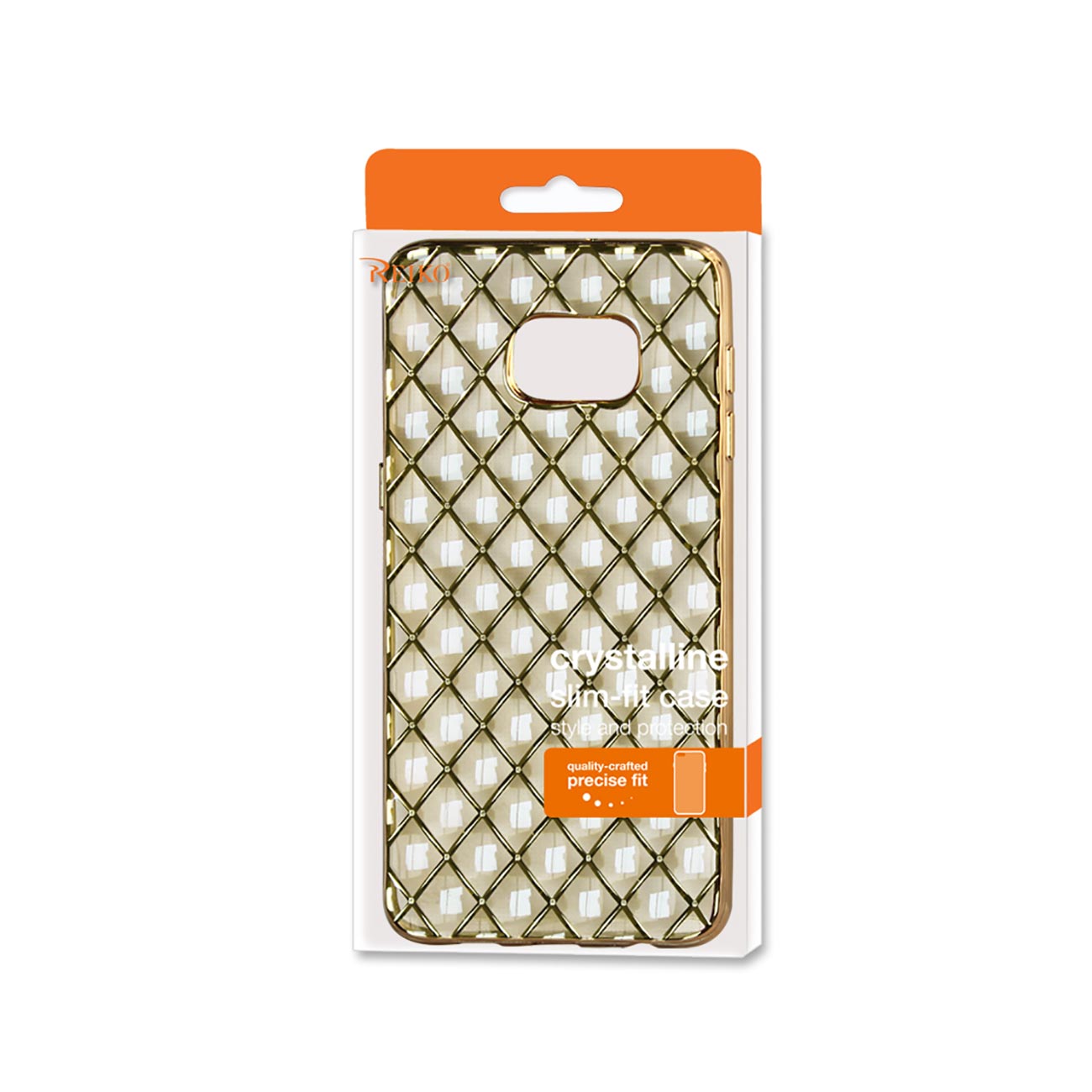 Samsung Galaxy S6 Edge Plus Flexible 3D Rhombus Pattern TPU Case With Shiny Frame In Gold