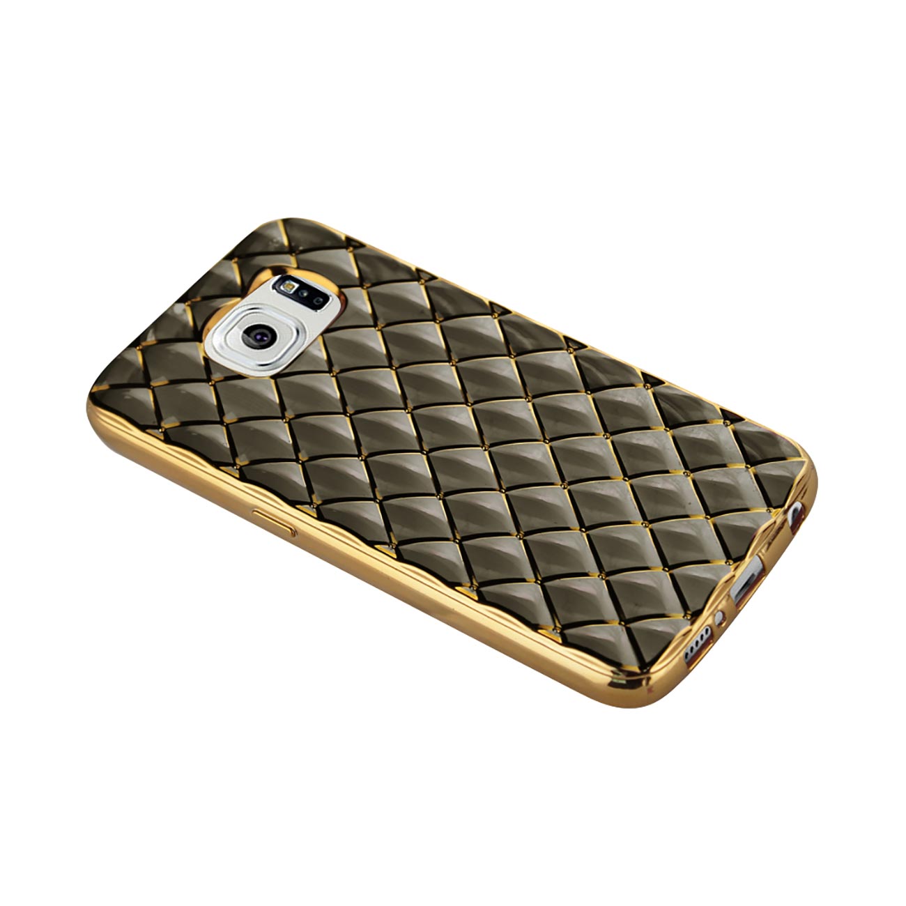 Samsung Galaxy S6 Flexible 3D Rhombus Pattern TPU Case With Shiny Frame In Black