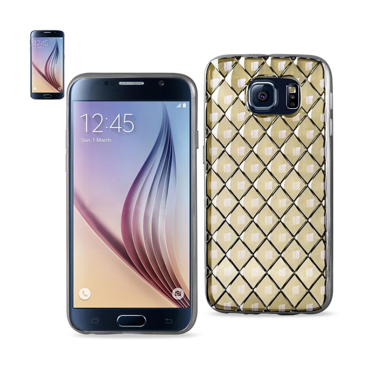 Samsung Galaxy S6 Flexible 3D Rhombus Pattern TPU Case With Shiny Frame In Clear