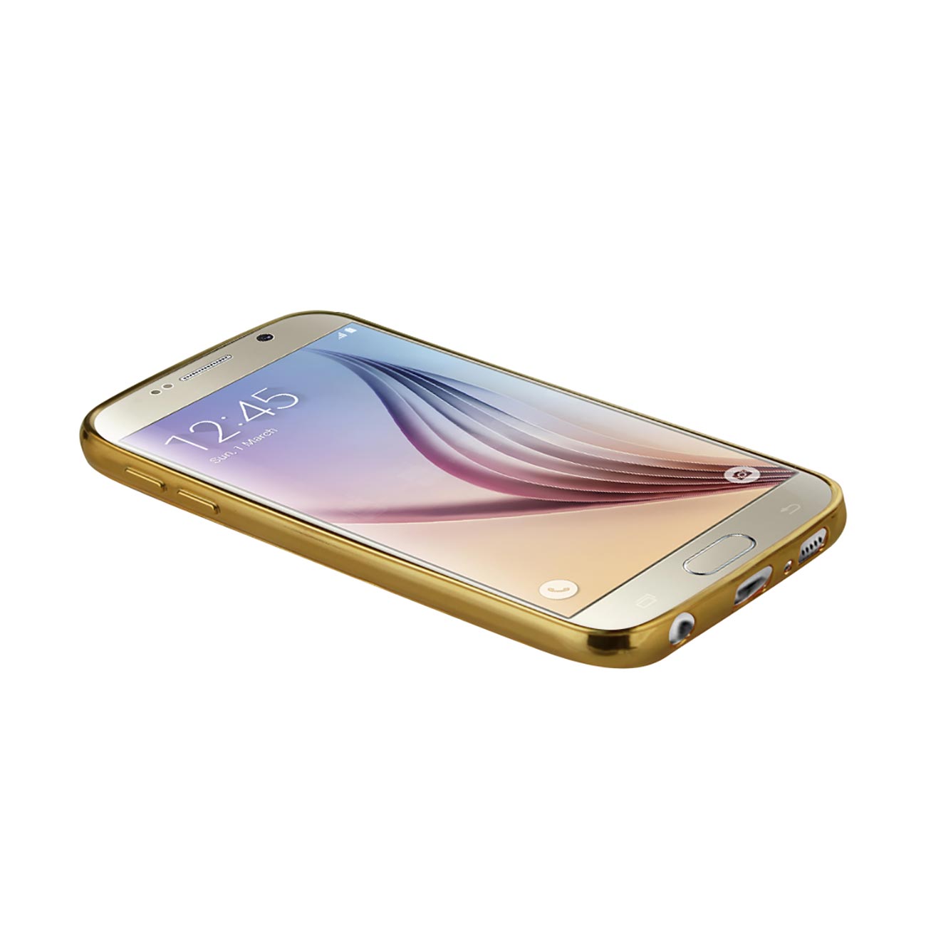 Samsung Galaxy S6 Flexible 3D Rhombus Pattern TPU Case With Shiny Frame In Gold