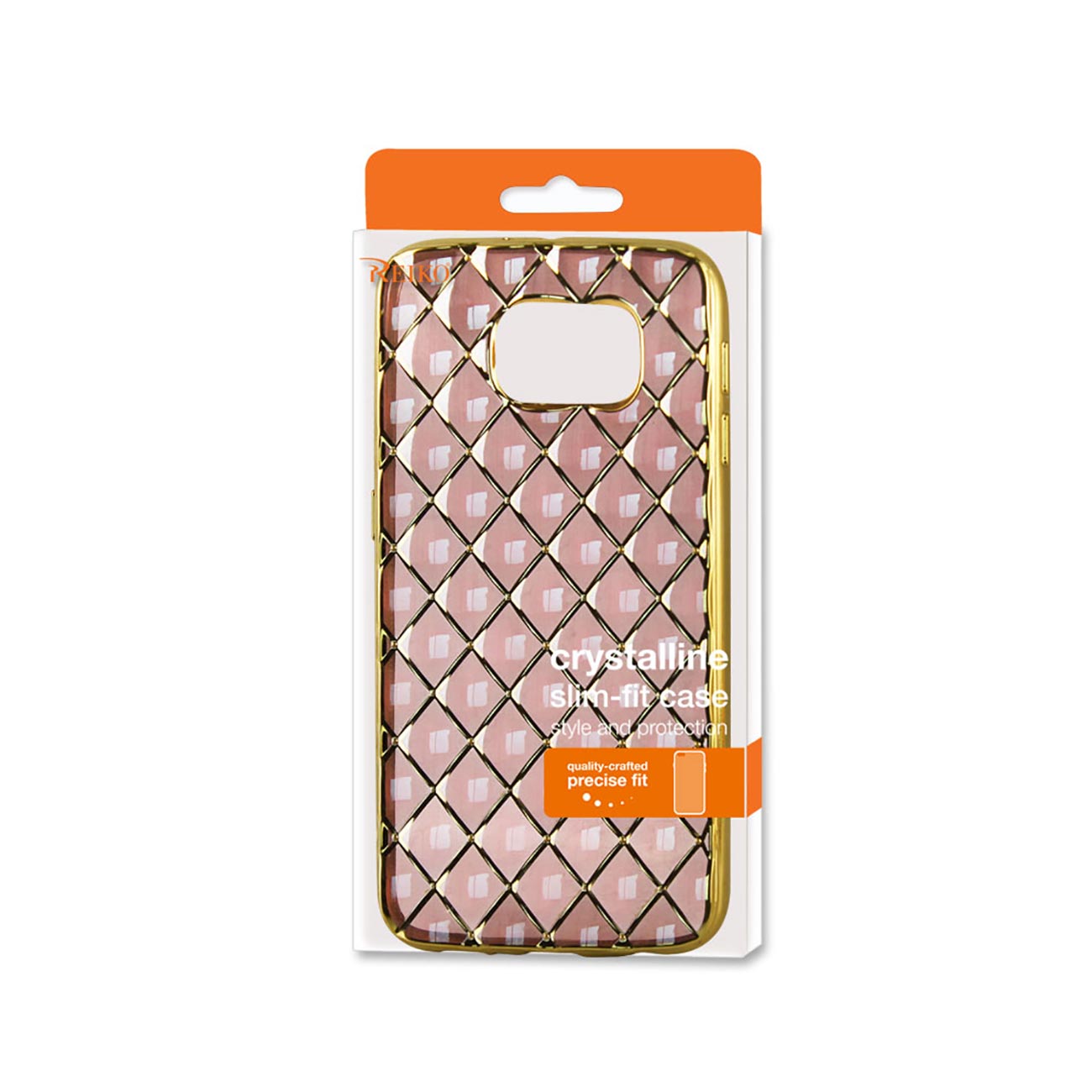 Samsung Galaxy S6 Flexible 3D Rhombus Pattern TPU Case With Shiny Frame In Pink