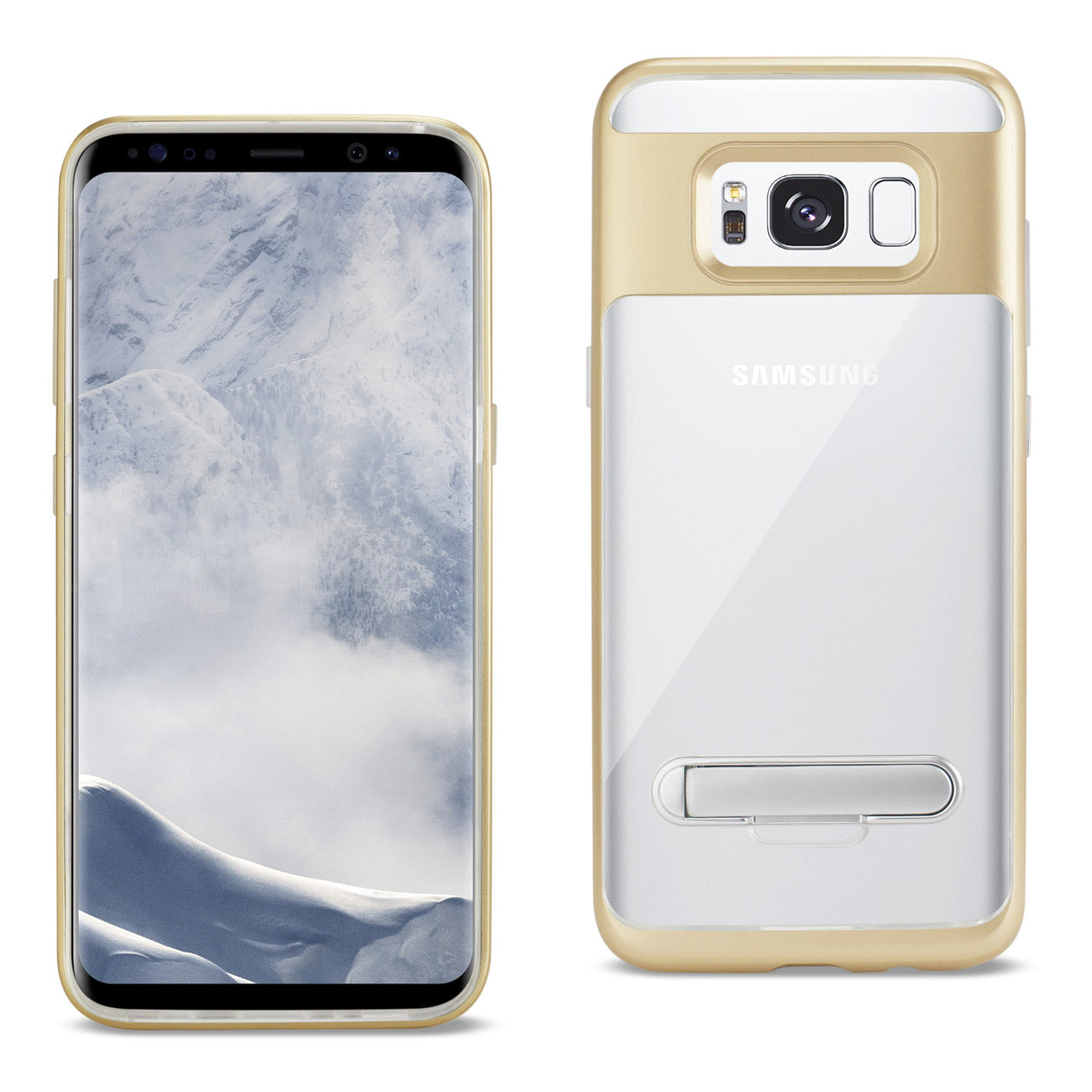 Case Bumper Kickstand Matte Inner Finish Samsung Galaxy S8 Clear Gold Color
