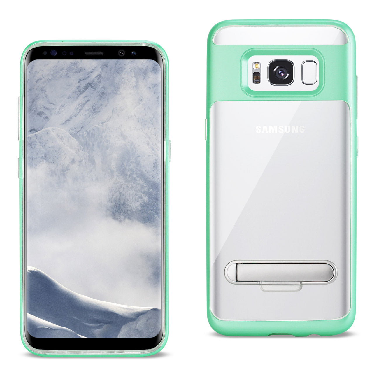 Case Bumper Kickstand Matte Inner Finish Samsung Galaxy S8 Clear Green Color