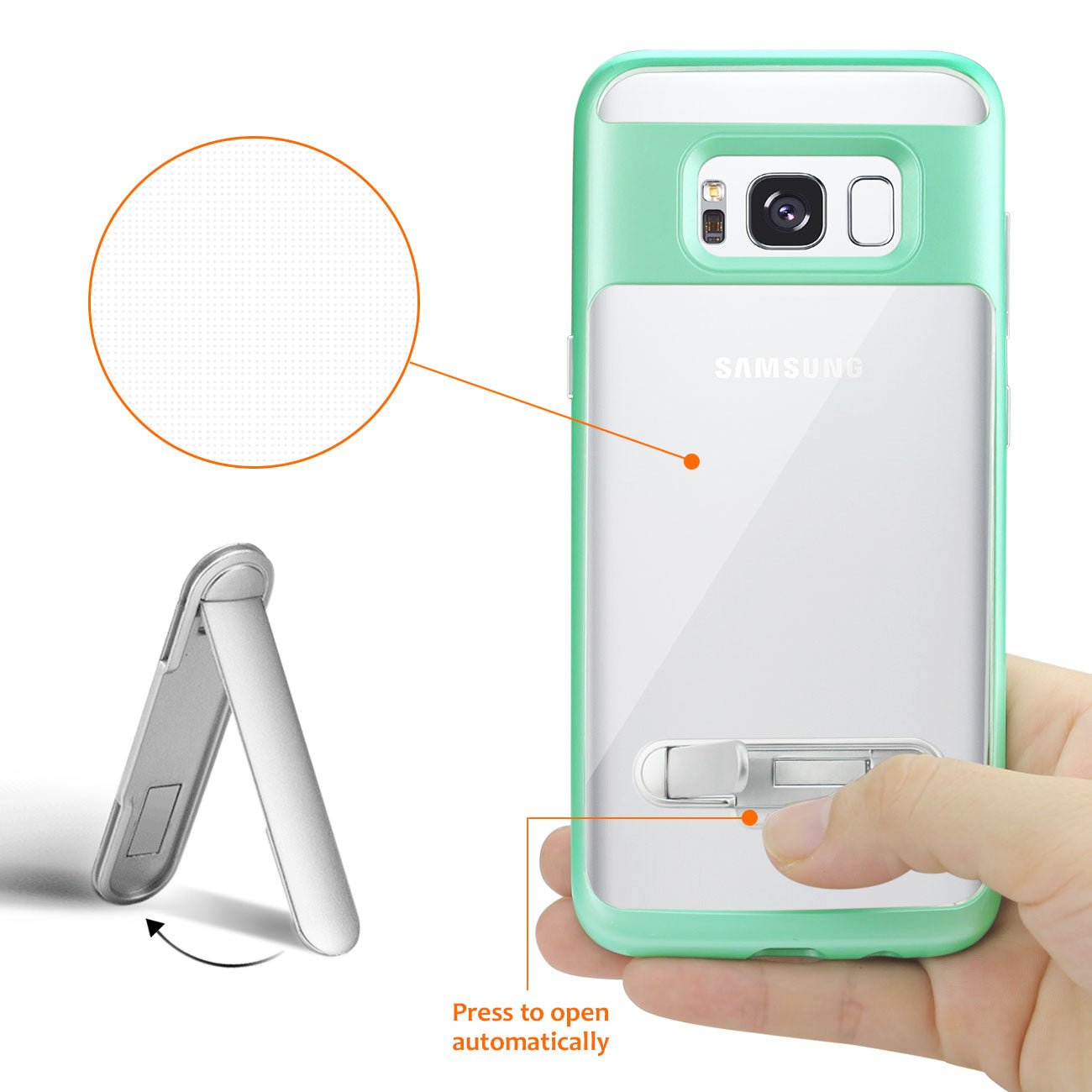 Case Bumper Kickstand Matte Inner Finish Samsung Galaxy S8 Clear Green Color