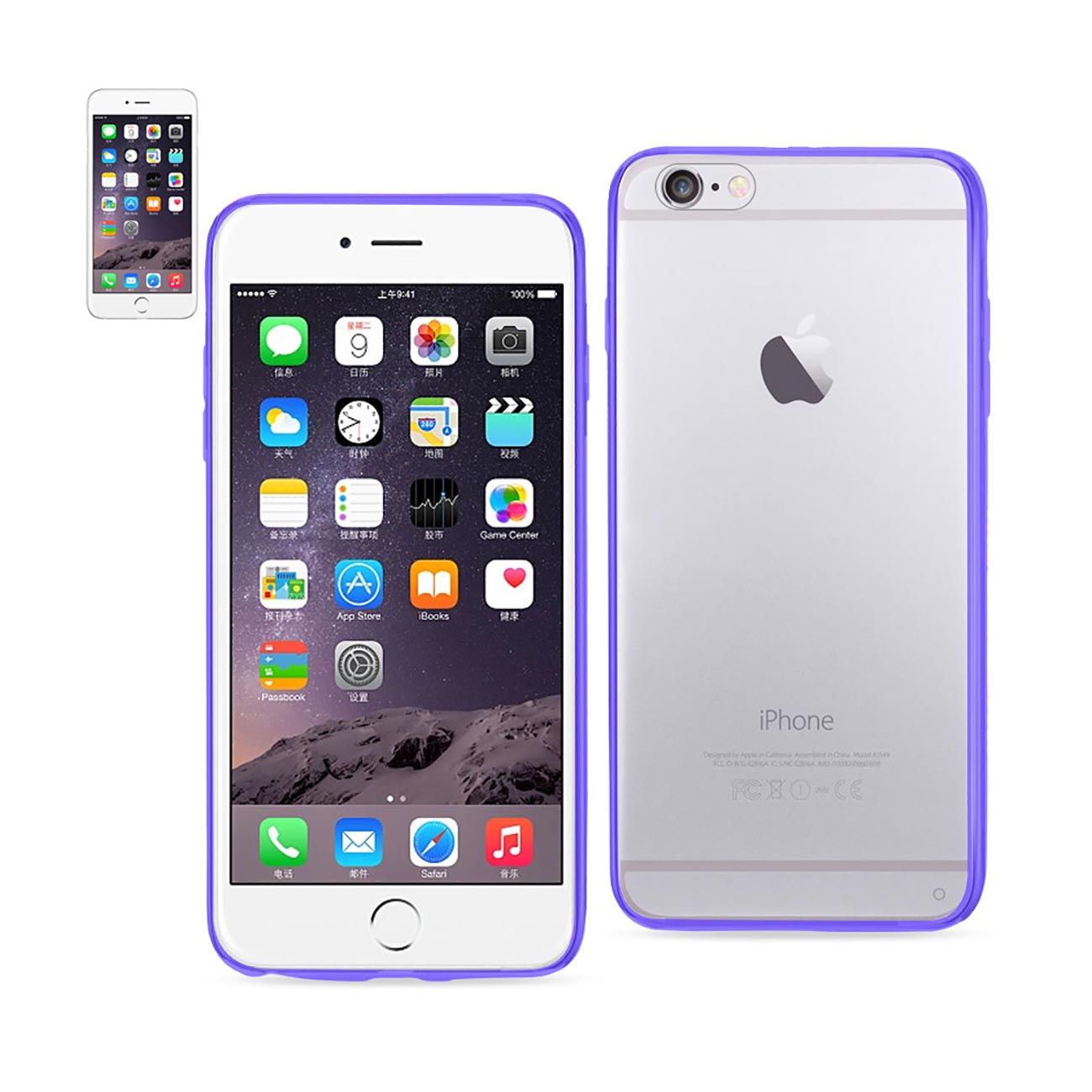 IPHONE 6 PLUS CLEAR BACK FRAME BUMPER CASE IN PURPLE