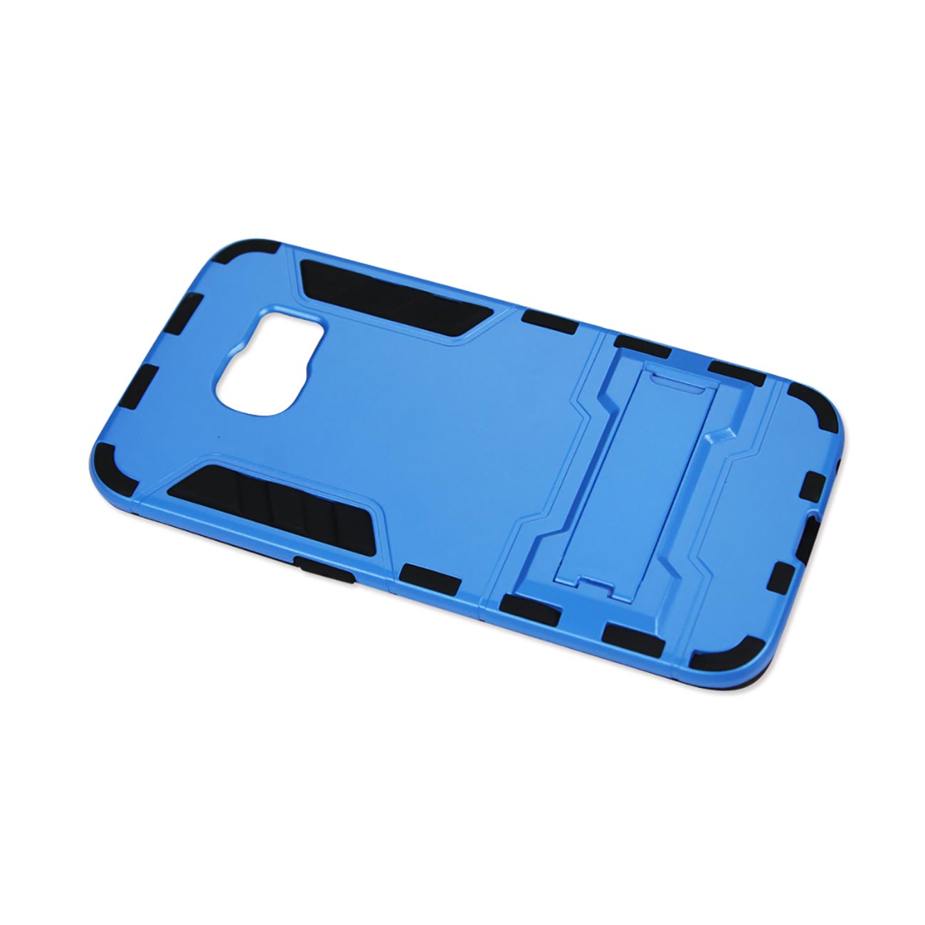 Samsung Galaxy S6 Edge Hybrid Metallic Case With Kickstand In Black Blue