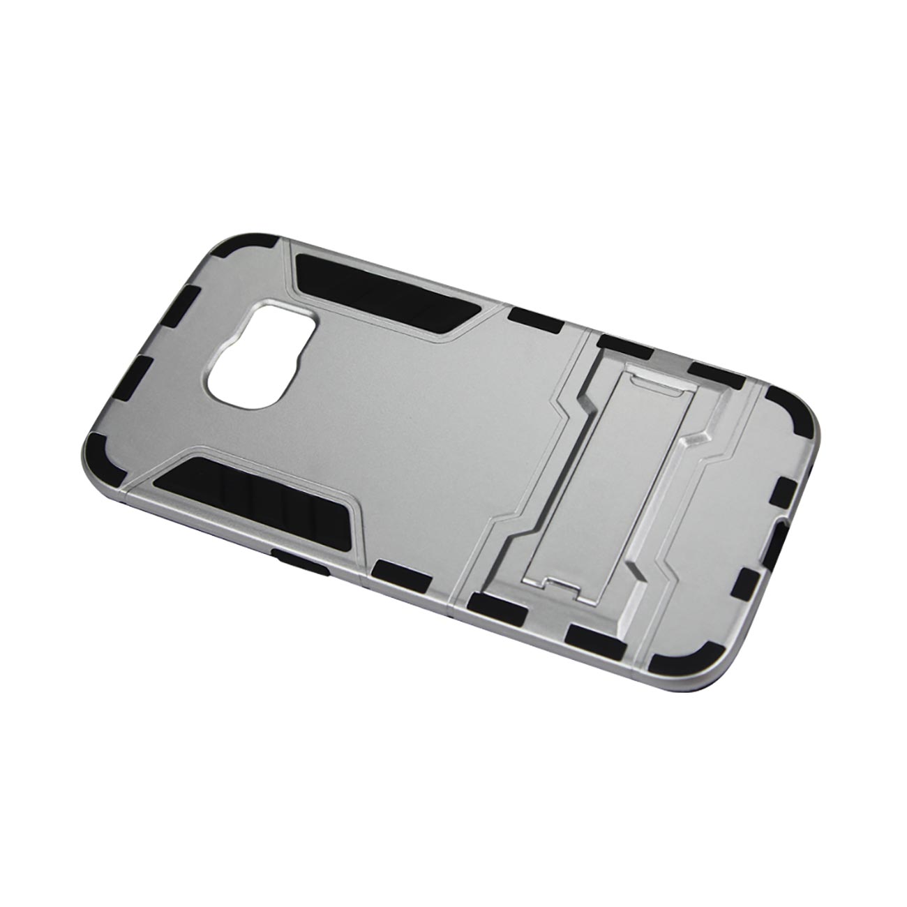 Samsung Galaxy S6 Edge Hybrid Metallic Case With Kickstand In Black Silver