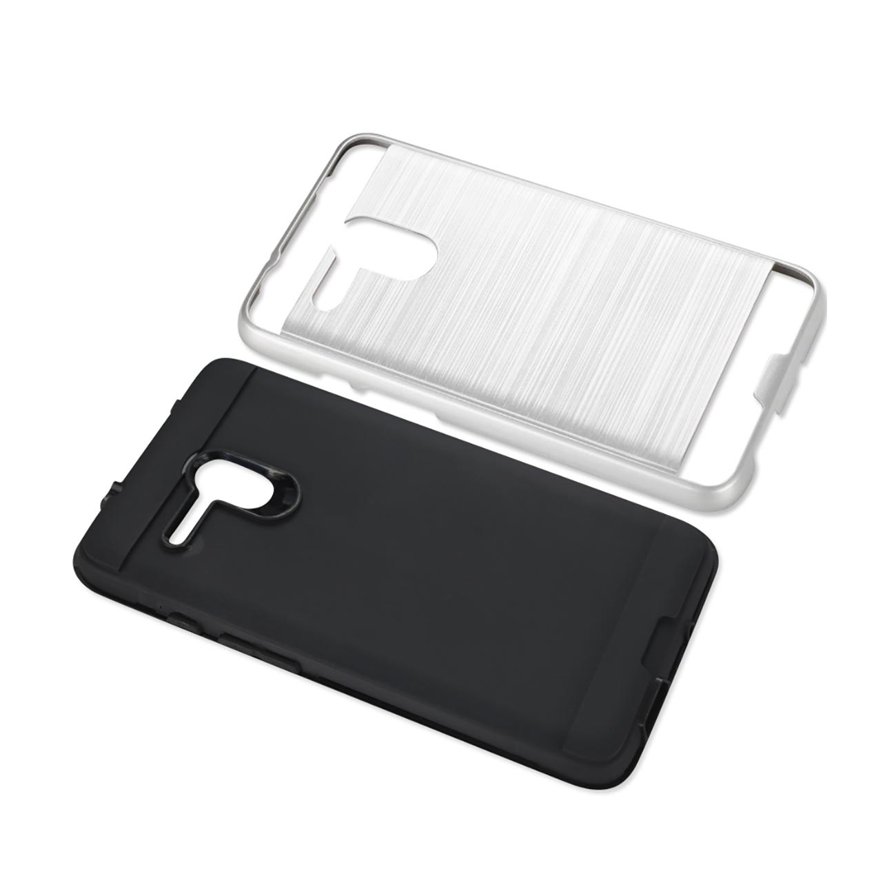 Alcatel One Touch Fierce Xl Hybrid Metal Brushed Texture Case In White