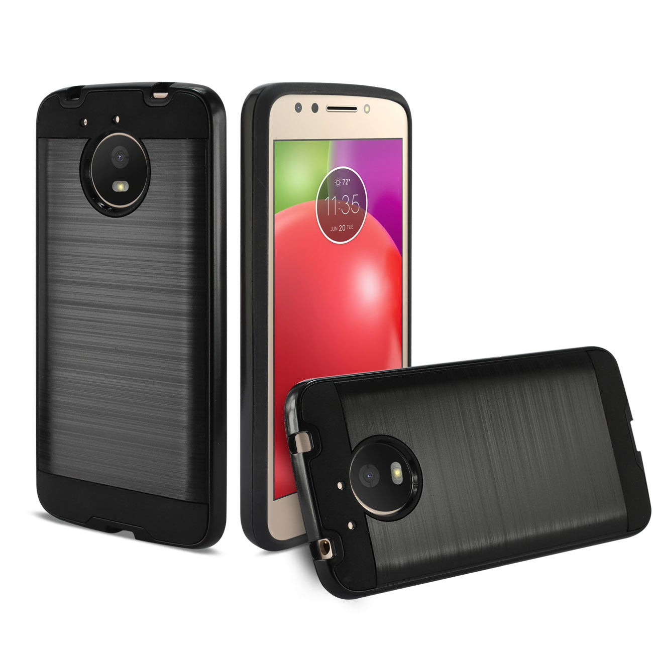 Case Hybrid Brushed Metal Texture Motorola Moto E4 Plus Black Color