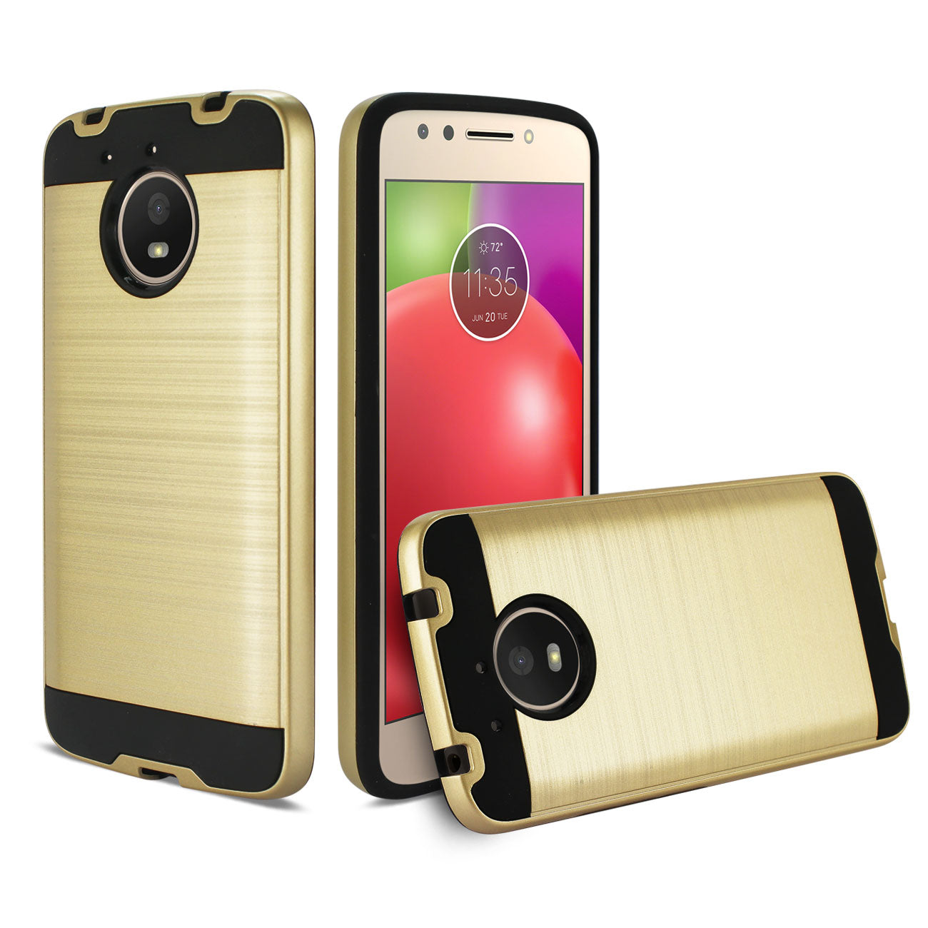 Case Hybrid Brushed Metal Texture Motorola Moto E4 Plus Gold Color
