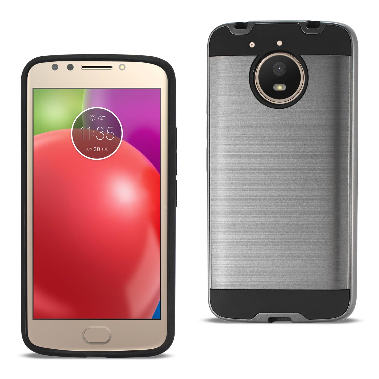 Case Hybrid Brushed Metal Texture Motorola Moto E4 Plus Gray Color