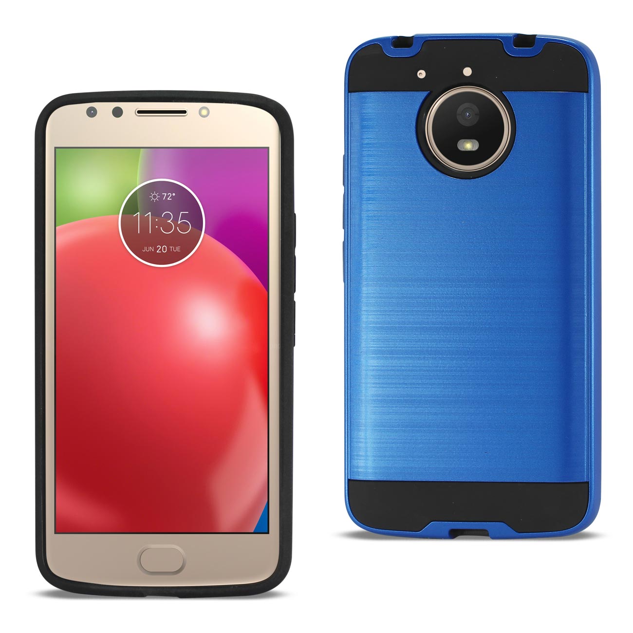 Case Hybrid Brushed Metal Texture Motorola Moto E4 Plus Navy Color