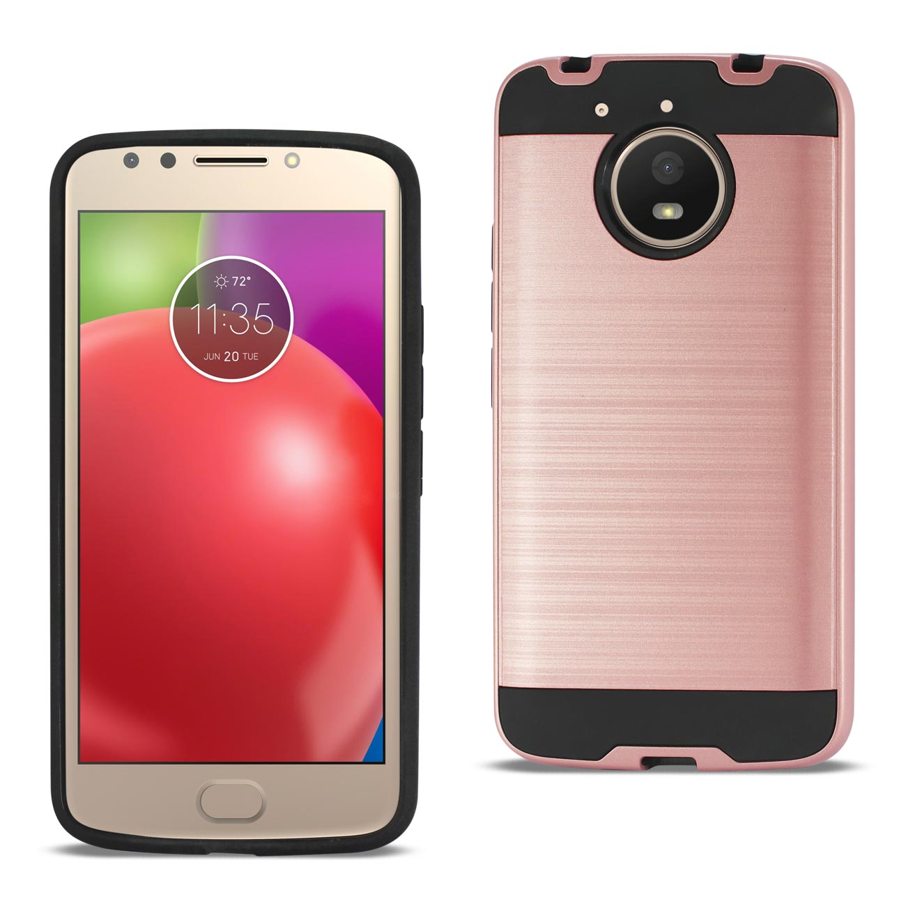 Case Hybrid Brushed Metal Texture Motorola Moto E4 Plus Rose Gold Color