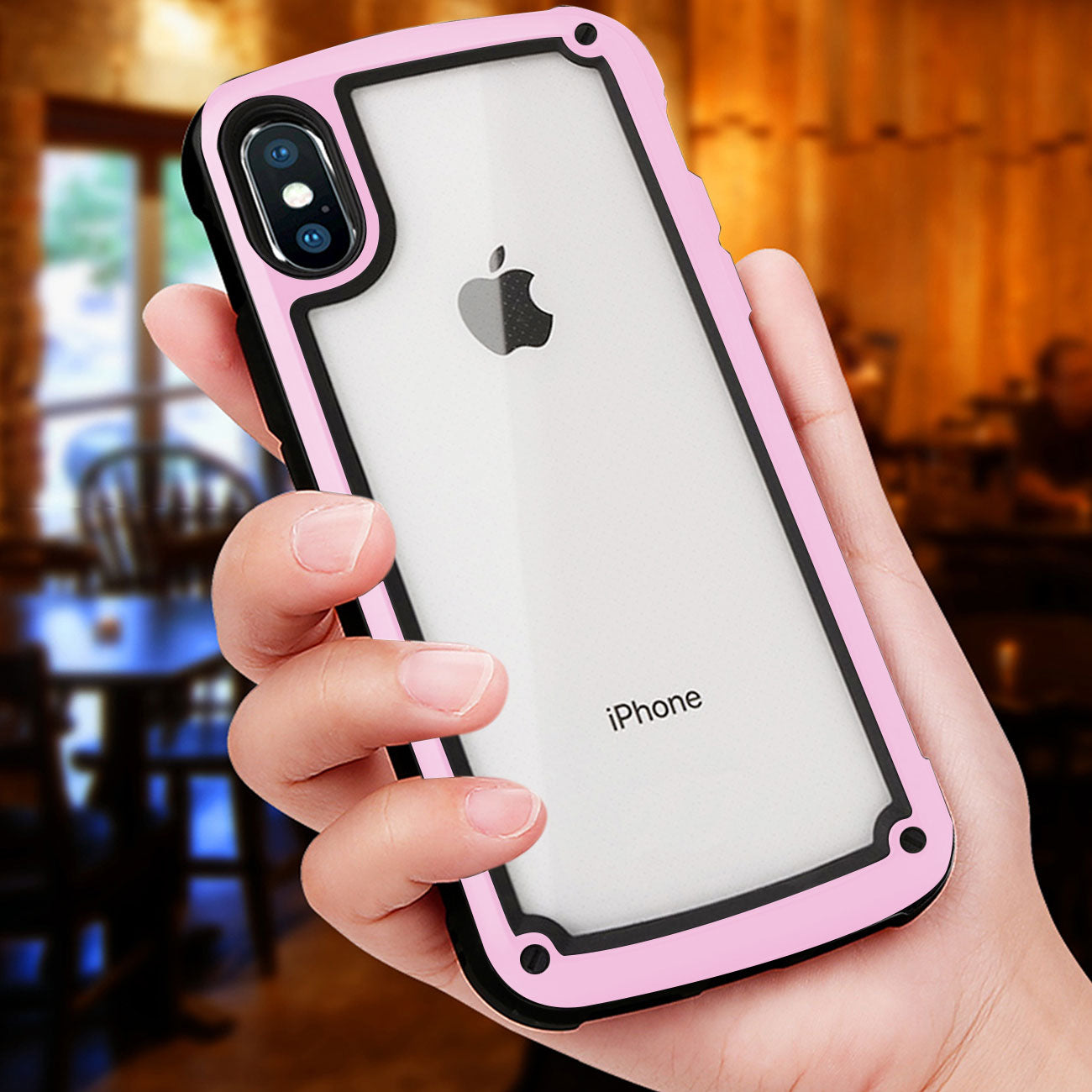 Reiko APPLE IPHONE XS MAX Heavy Duty Rugged Shockproof Full Body Case In Pink/Clear