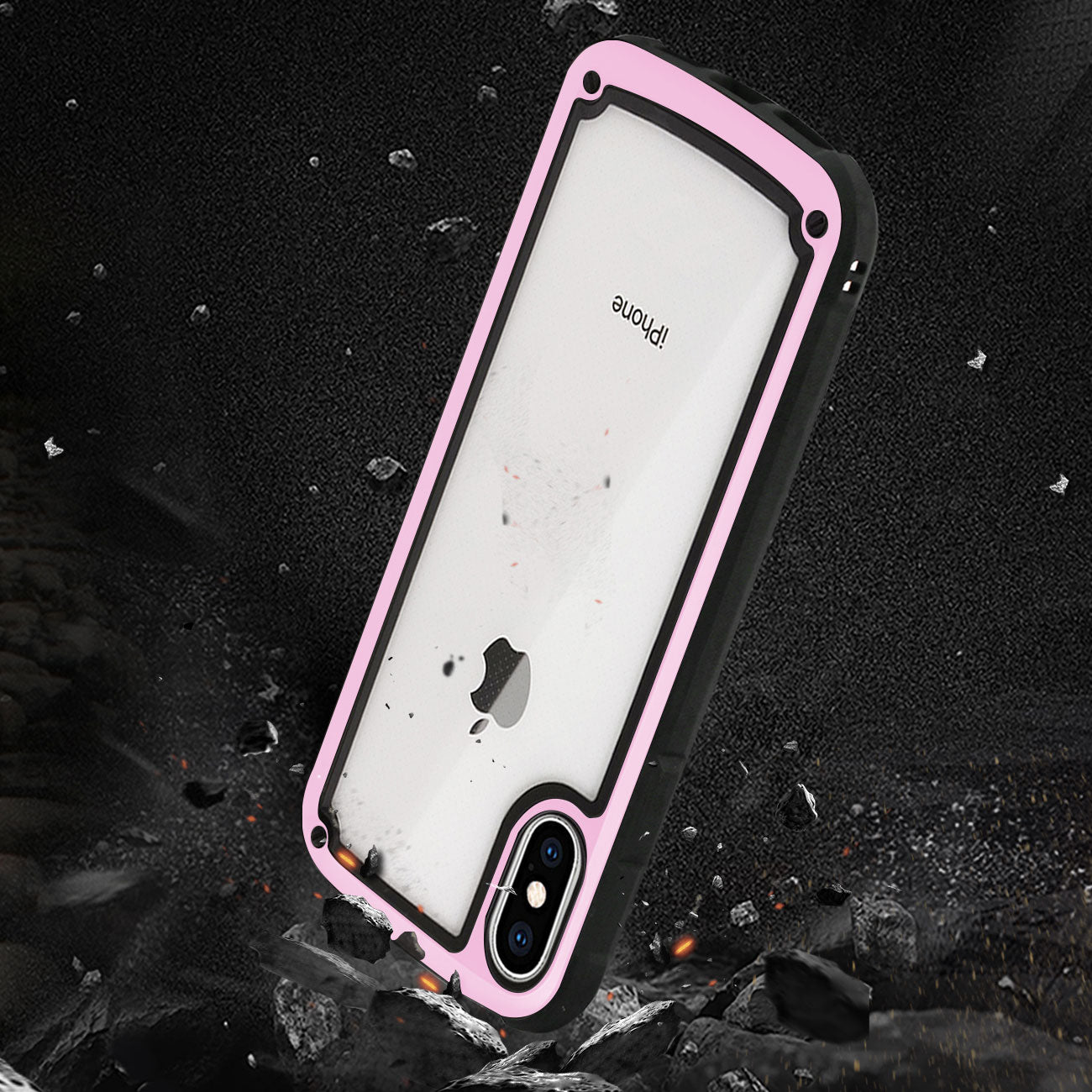 Reiko APPLE IPHONE XS MAX Heavy Duty Rugged Shockproof Full Body Case In Pink/Clear