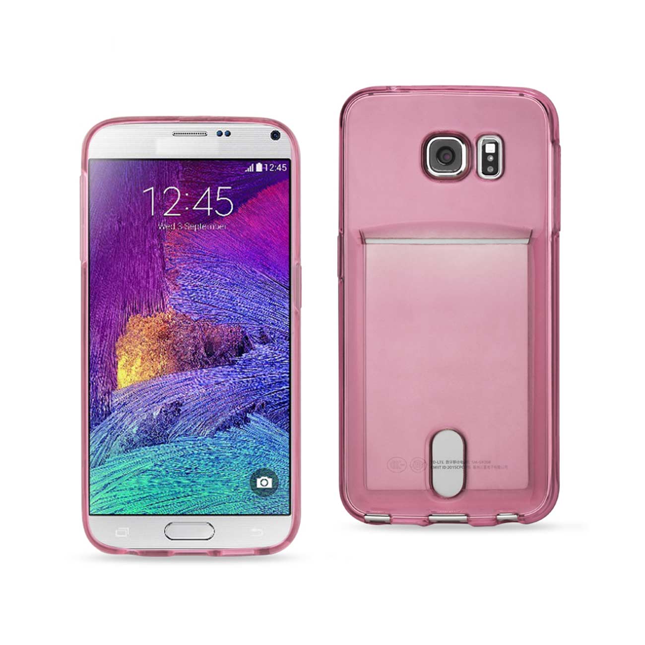 Samsung Galaxy Note 5Reiko Semi Clear Case With Card Holder In Clear Hot Pink