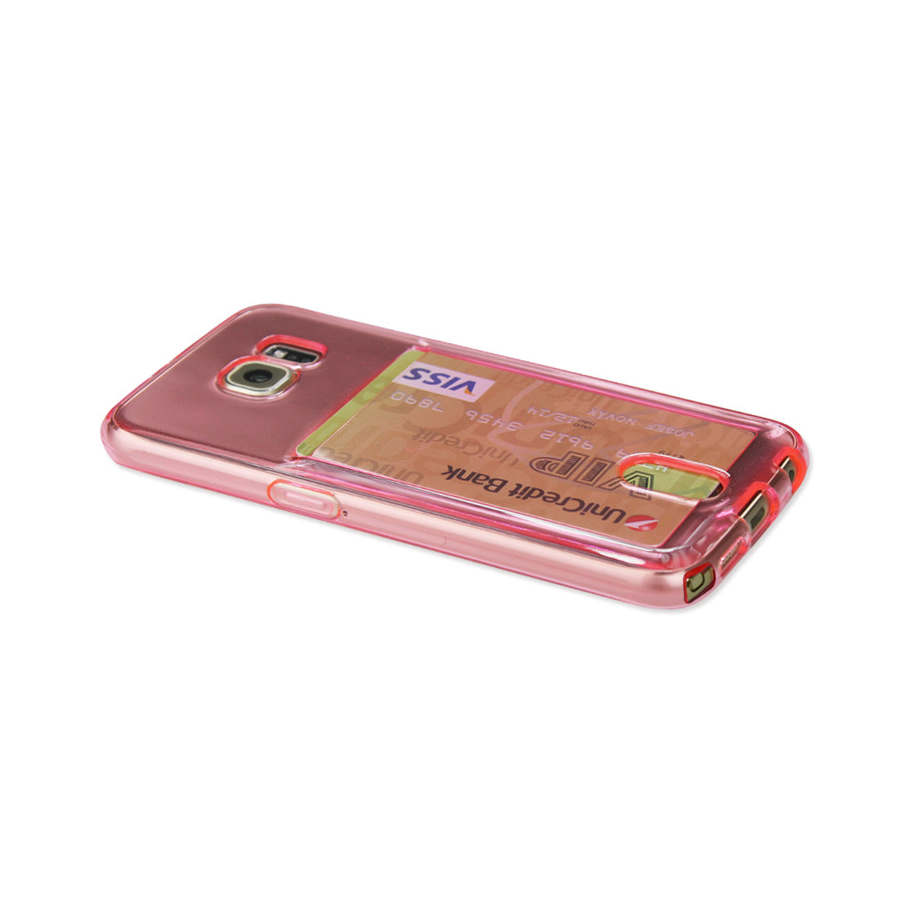 Samsung Galaxy Note 5Reiko Semi Clear Case With Card Holder In Clear Hot Pink
