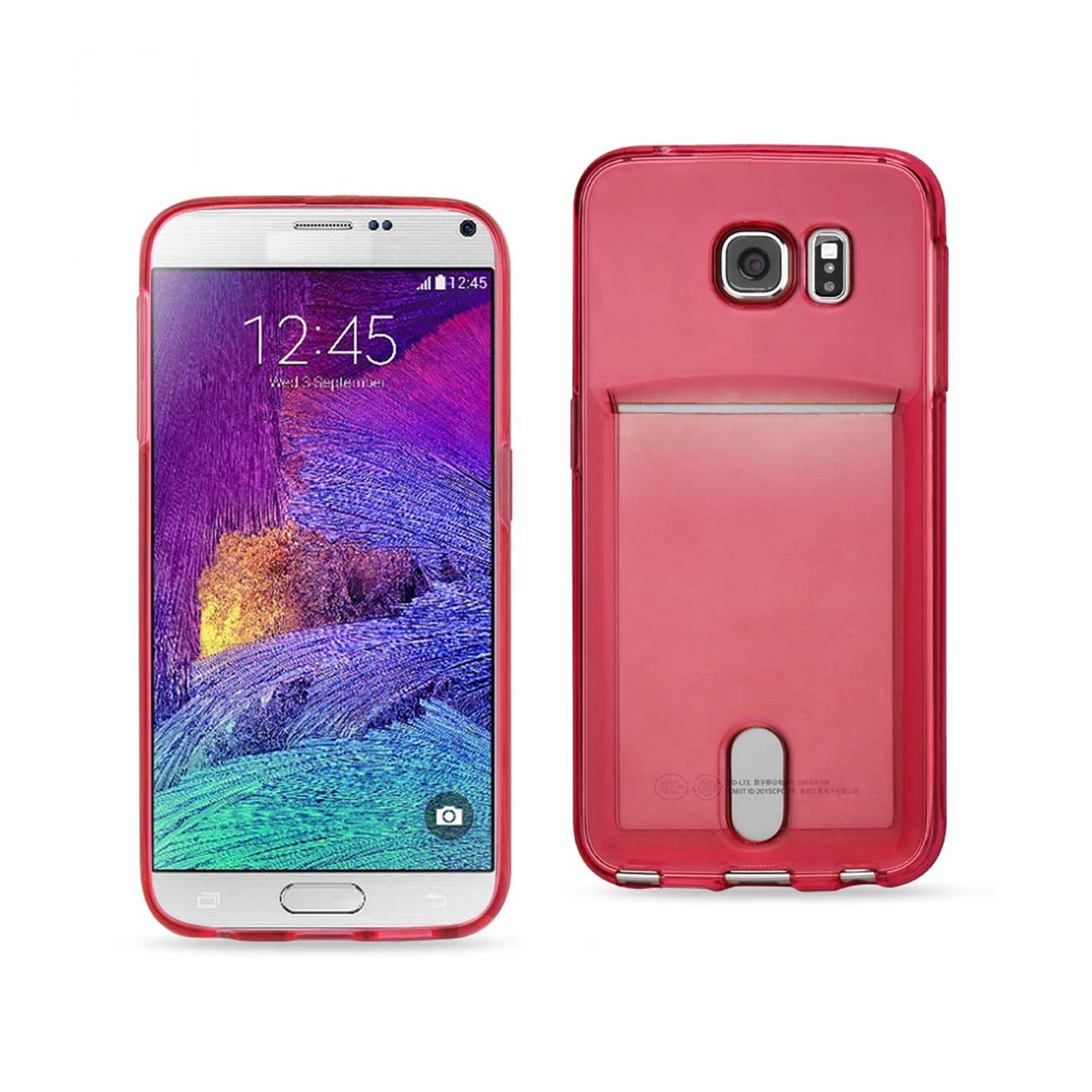 Samsung Galaxy Note 5Reiko Semi Clear Case With Card Holder In Clear Red
