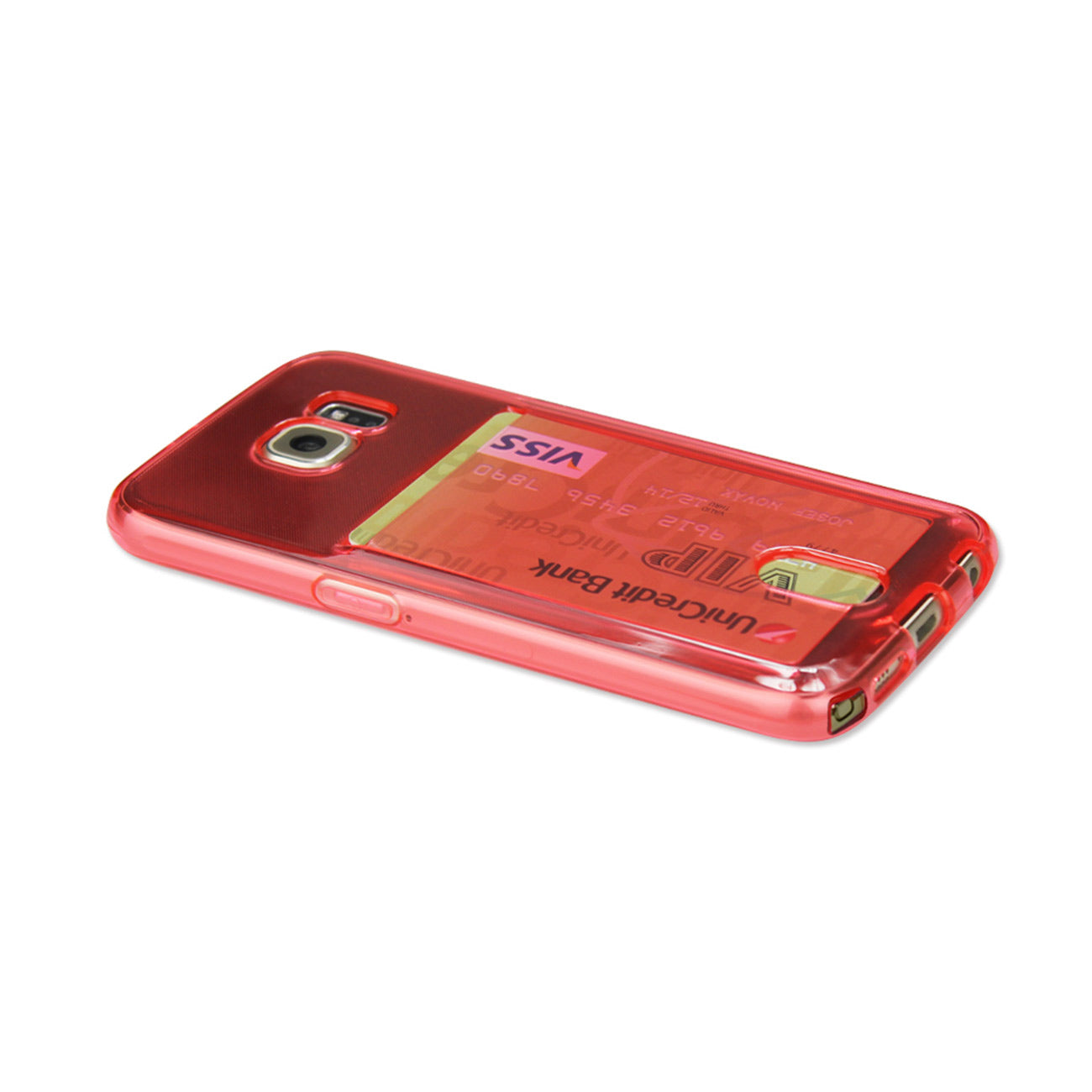 Samsung Galaxy Note 5Reiko Semi Clear Case With Card Holder In Clear Red