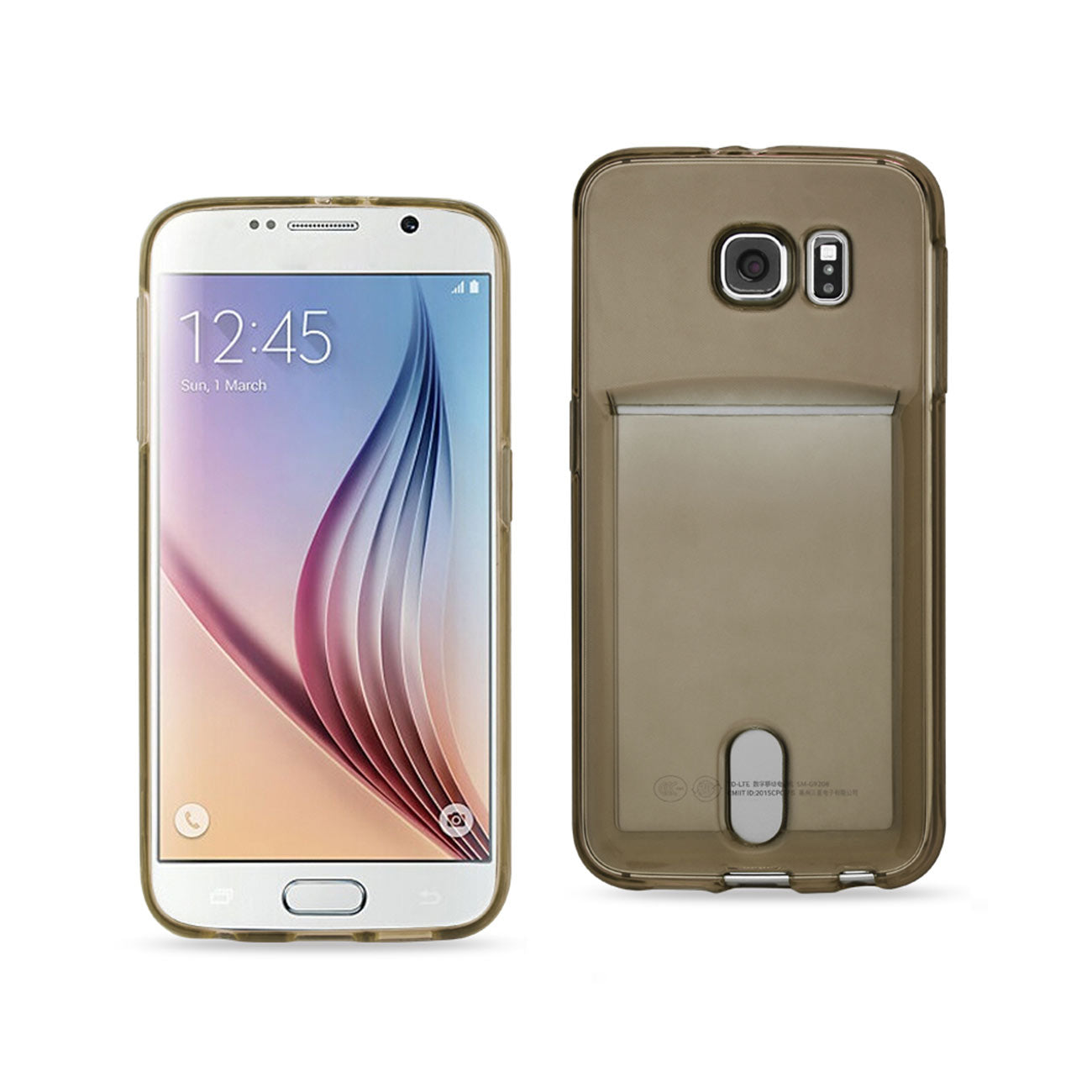 Samsung Galaxy S6Reiko Semi Clear Case With Card Holder In Clear Black