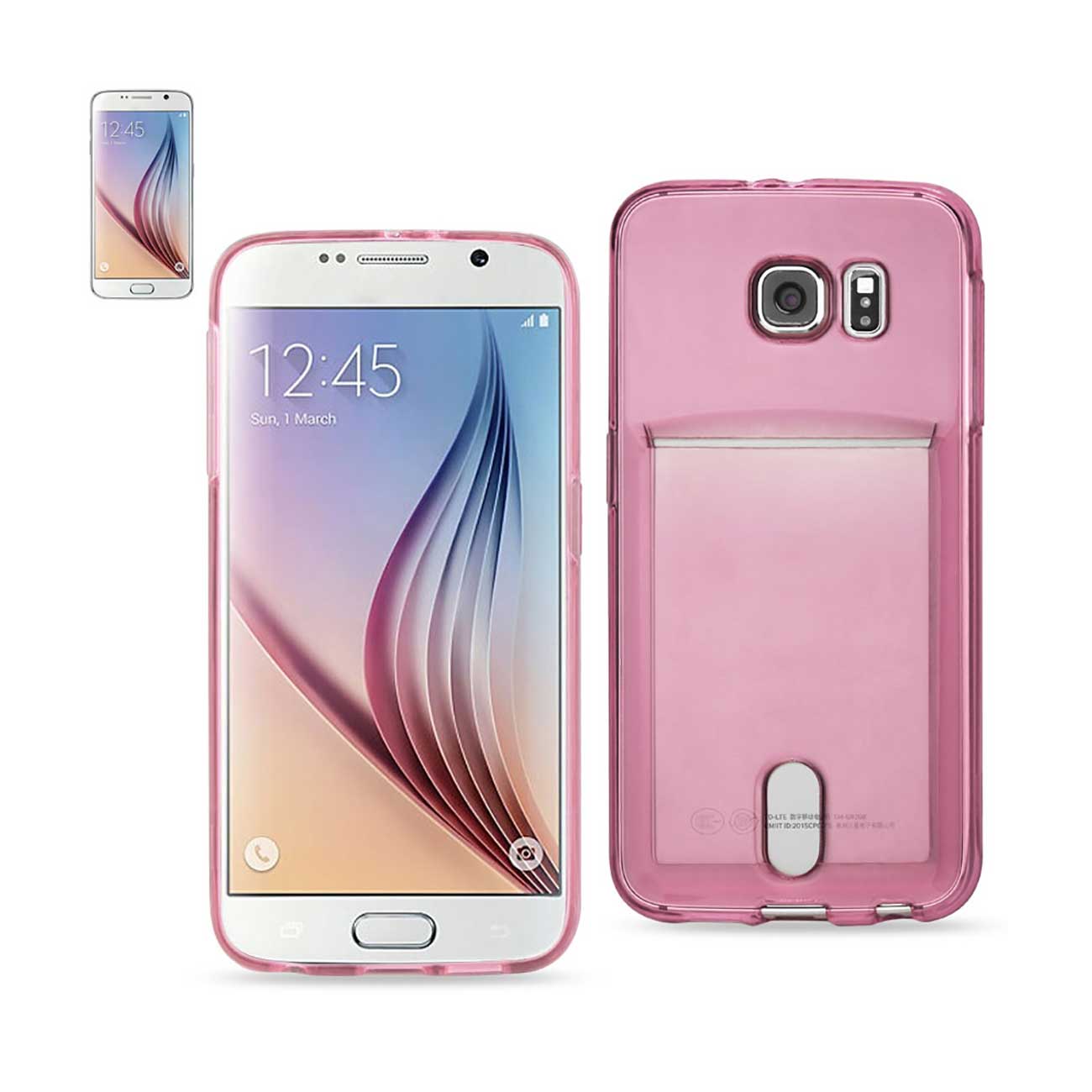 Samsung Galaxy S6Reiko Semi Clear Case With Card Holder In Clear Hot Pink