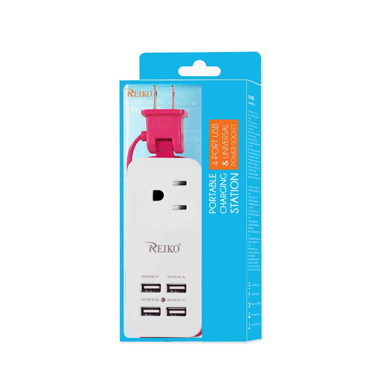 Wall Charging Station Home 4 USB 4.1Amp Hot Pink Color